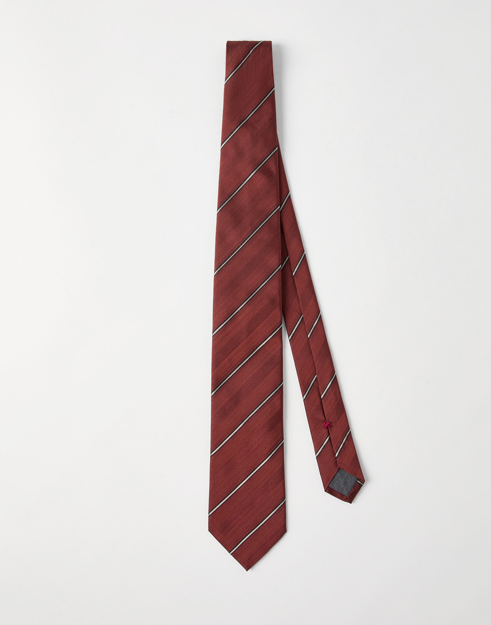 Striped silk necktie Orange Man - Brunello Cucinelli