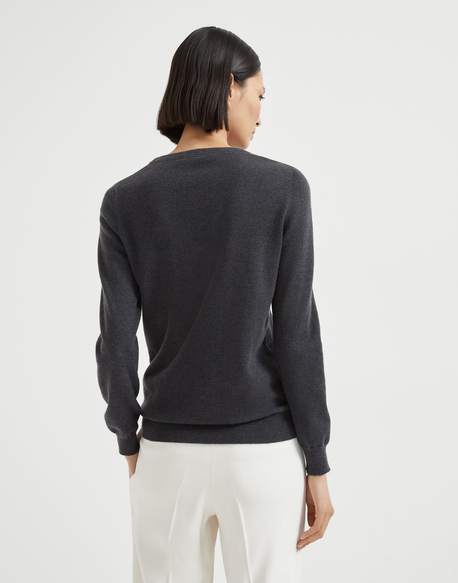 圆领针织衫 - 背面视角 - 正面观看 - 全屏观看