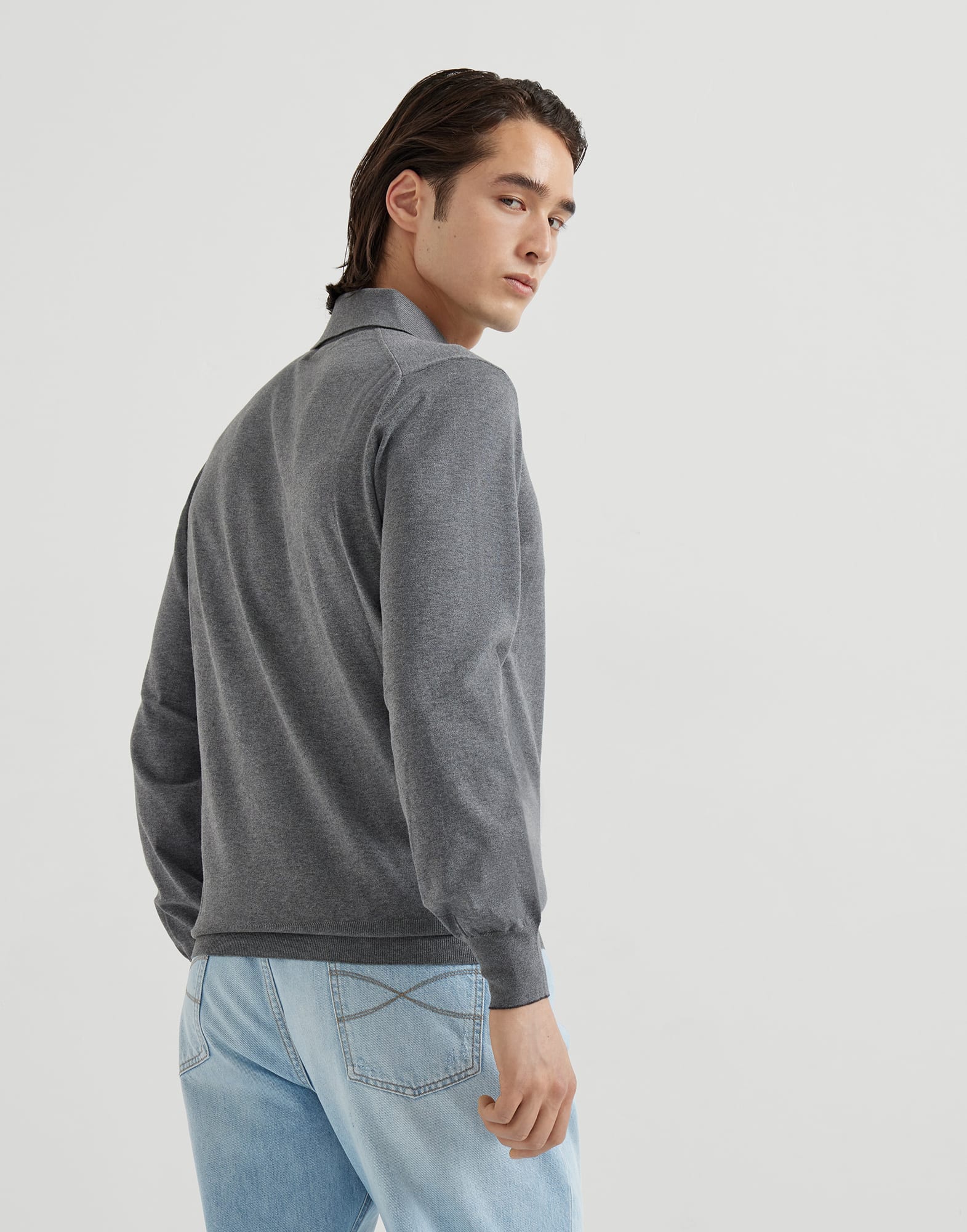 马球款针织衫 - 背面视角 - 正面观看 - 全屏观看