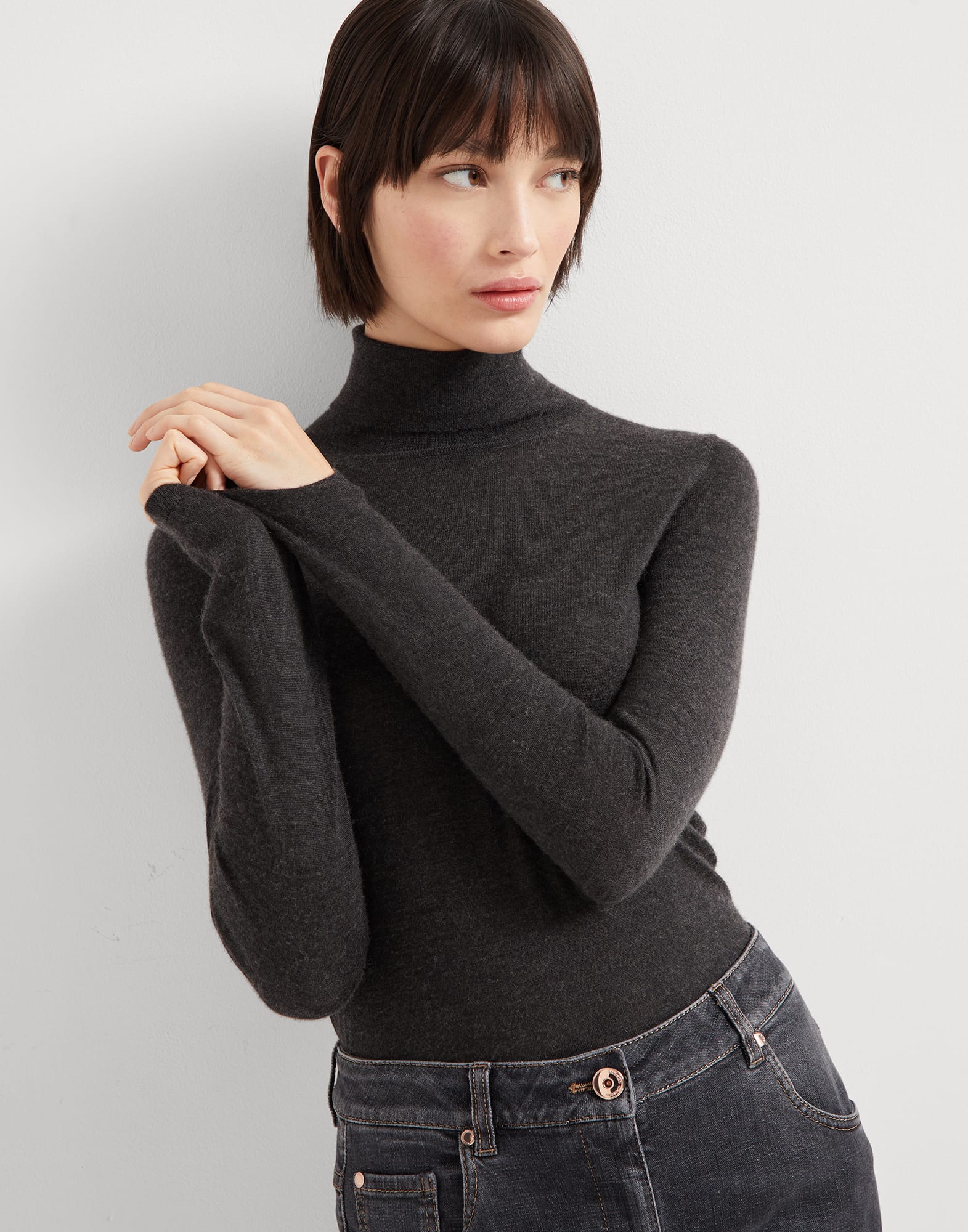 Cashmere and silk sweater Anthracite Woman -
                        Brunello Cucinelli
                    