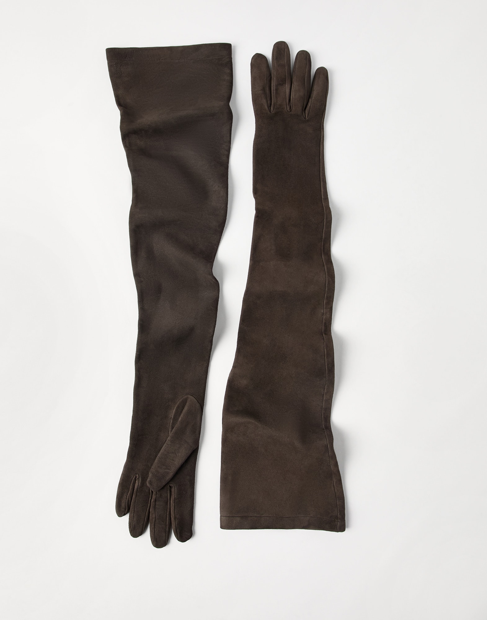 Couture suede gloves Rust Brown Woman - Brunello Cucinelli