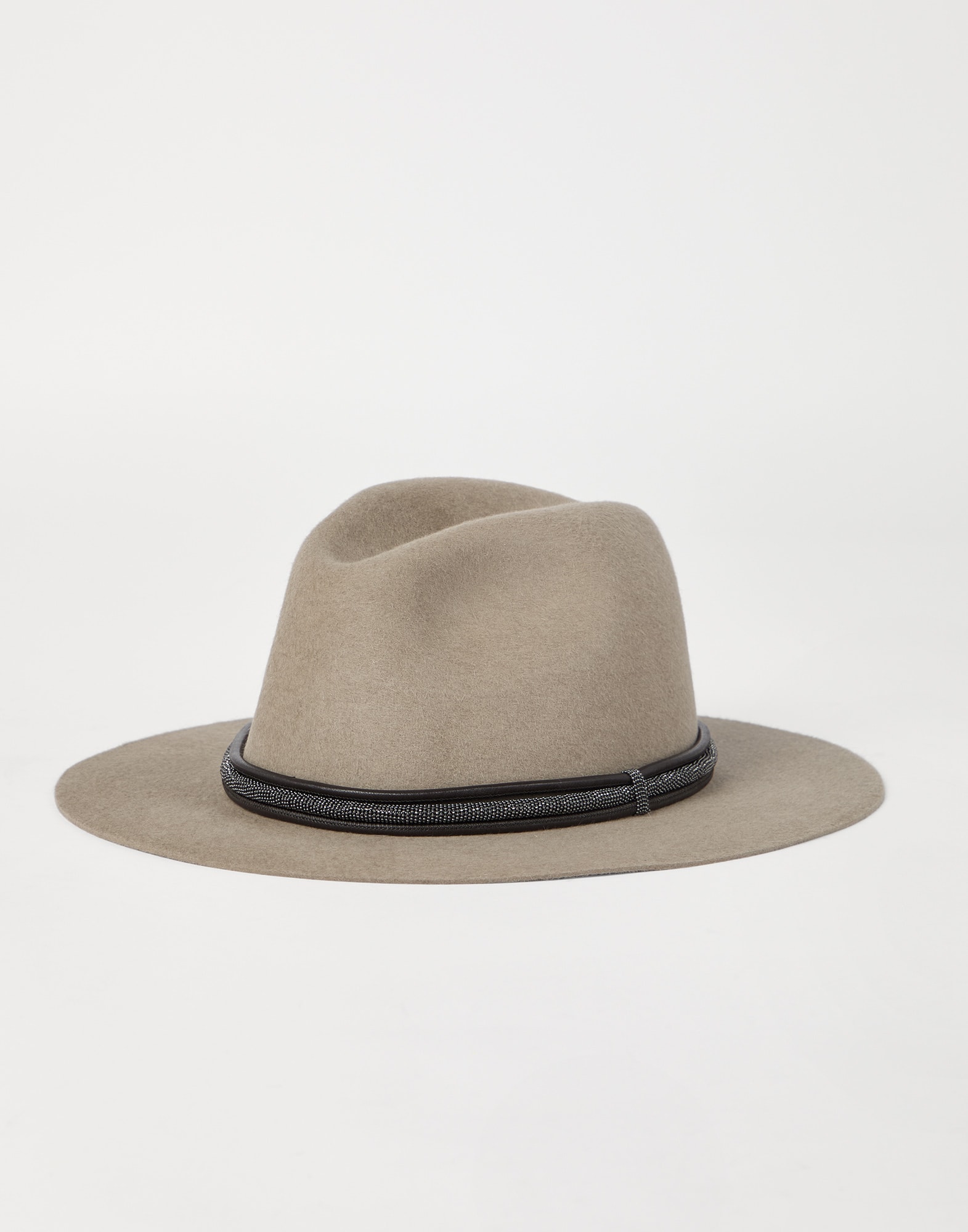 Felt fedora with monili Dove Grey Woman - Brunello Cucinelli