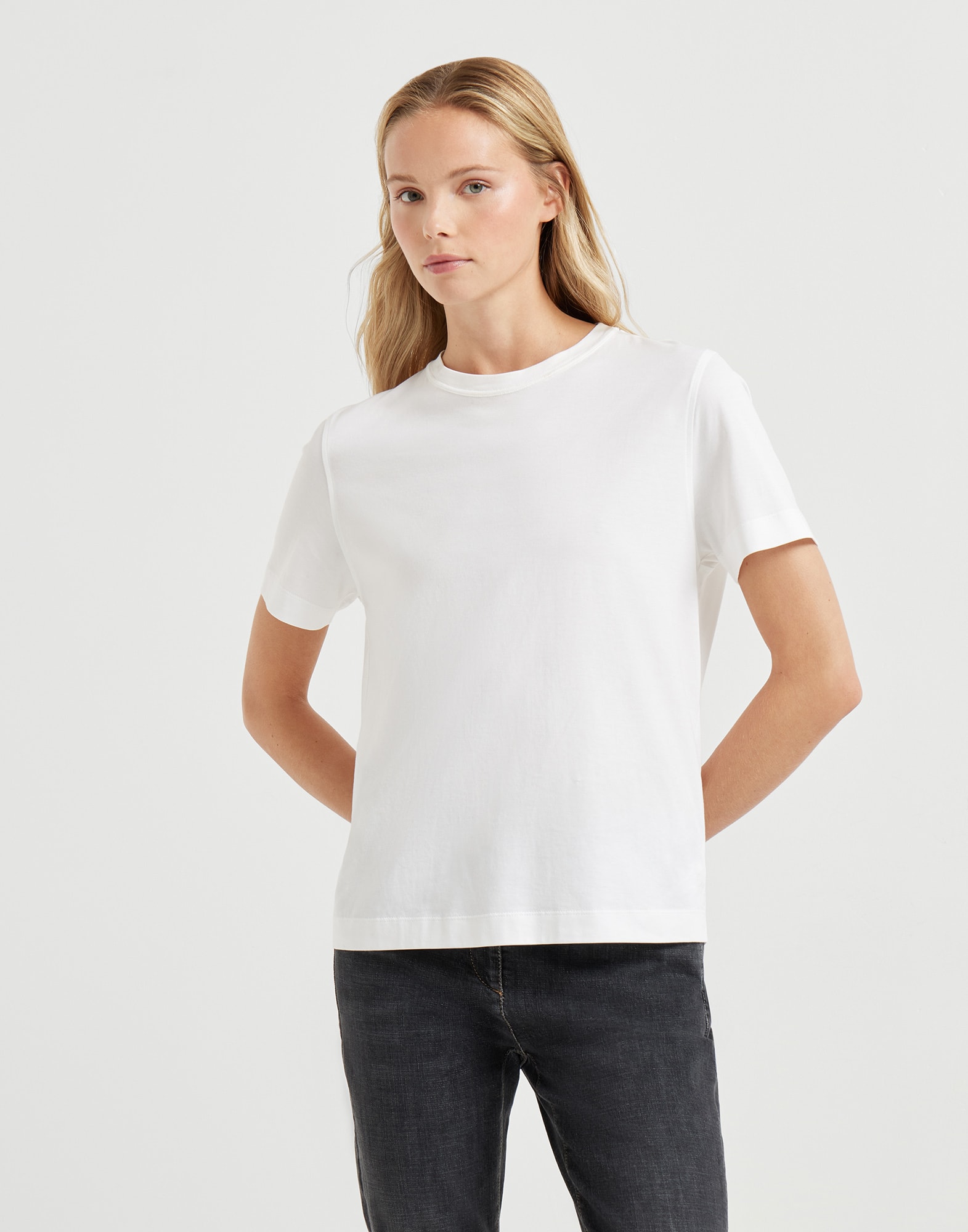Tee-shirt en jersey Blanc Femme - Brunello Cucinelli