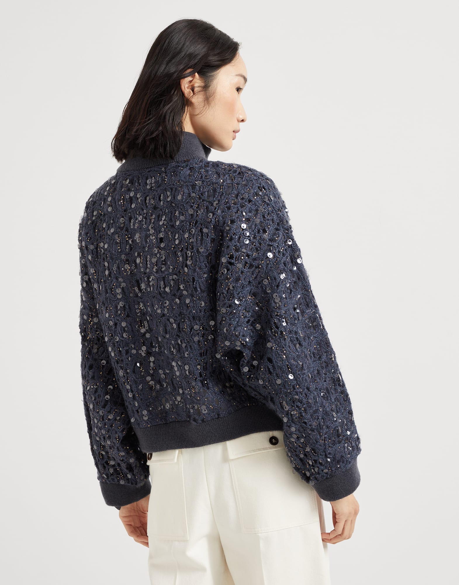 Zip-front Cardigan - Back view - View Full Screen