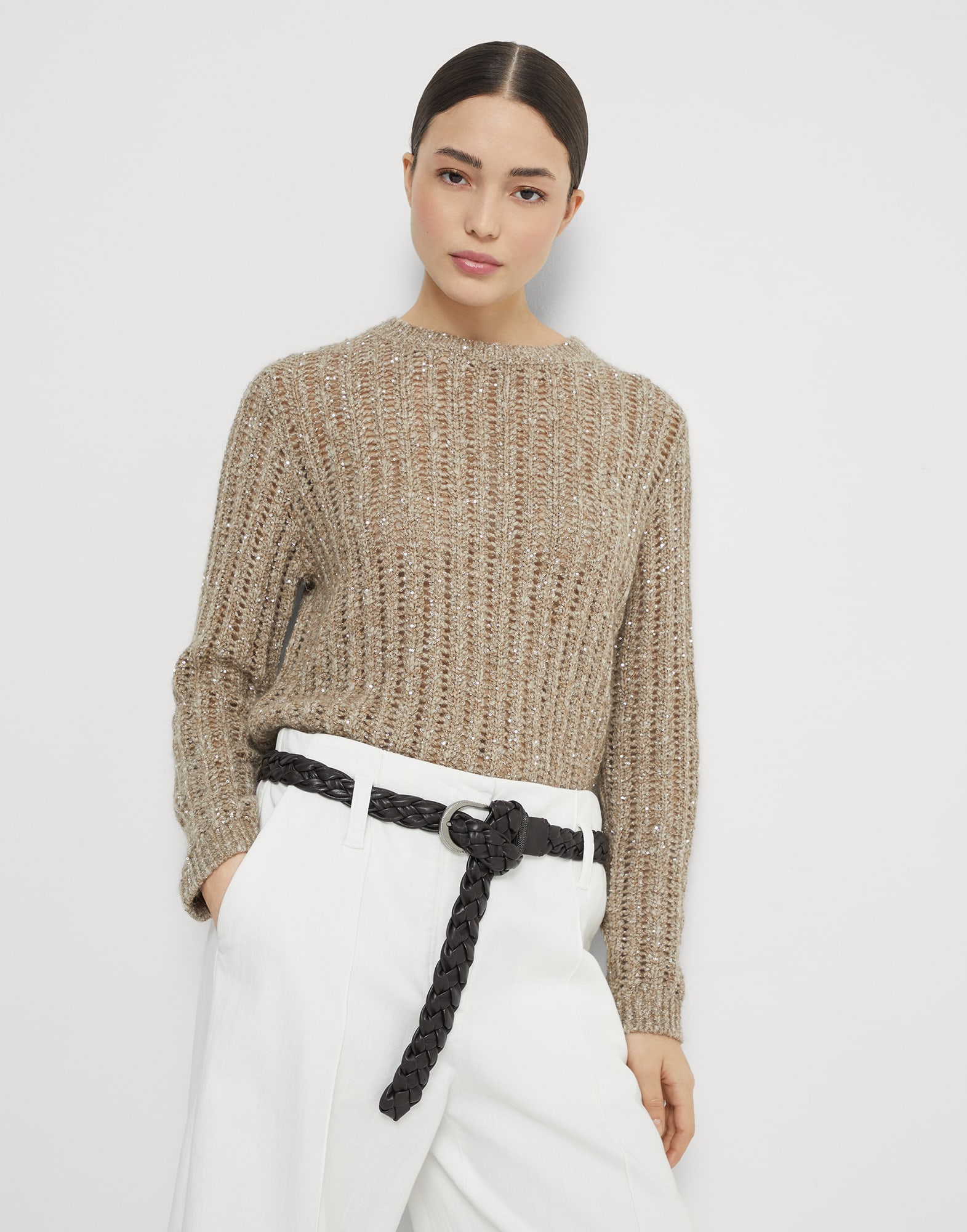 ダズリングリブ セーター キャメル レディース - Brunello Cucinelli