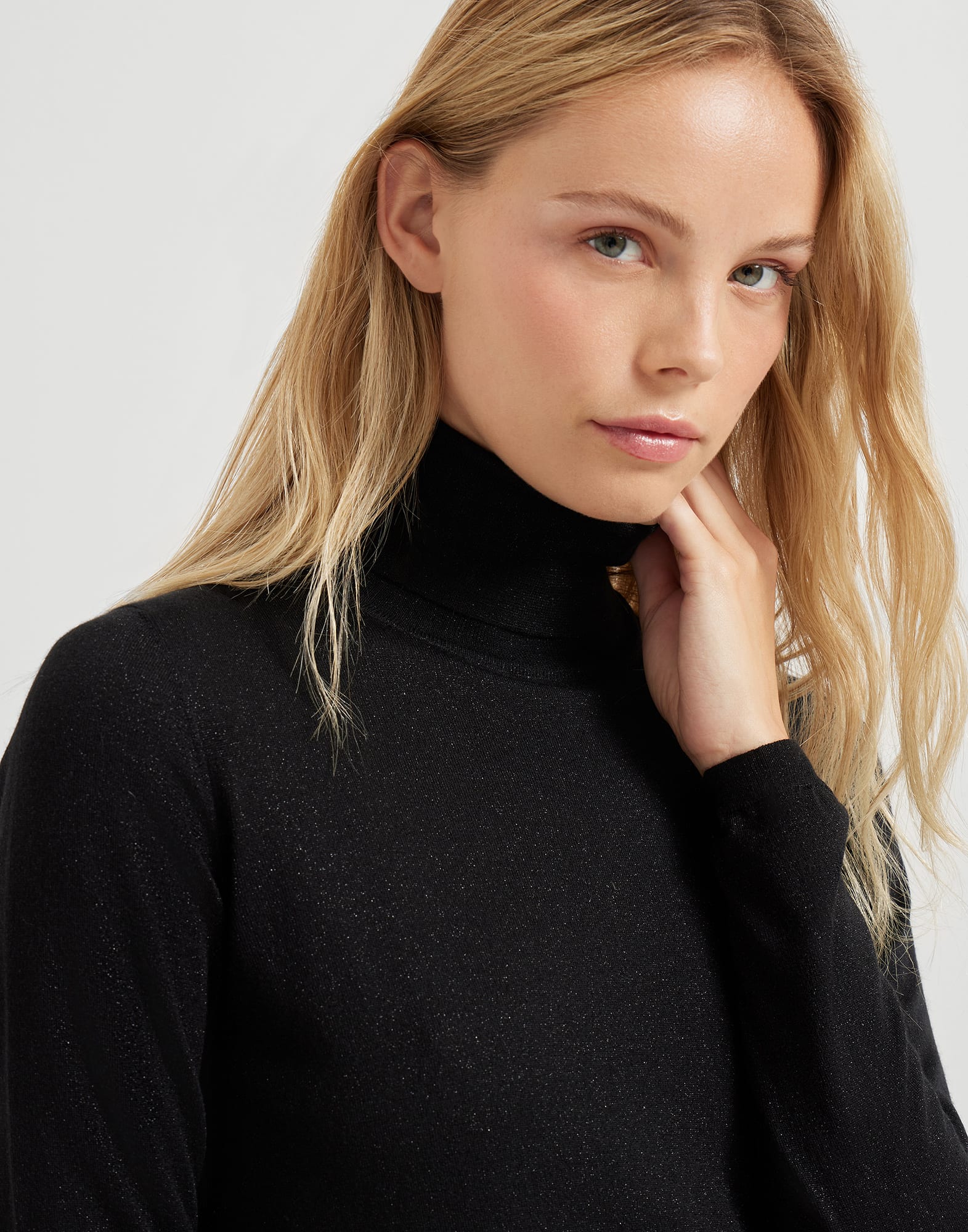 高领针织衫 - 细节视角 - 正面观看 - 全屏观看