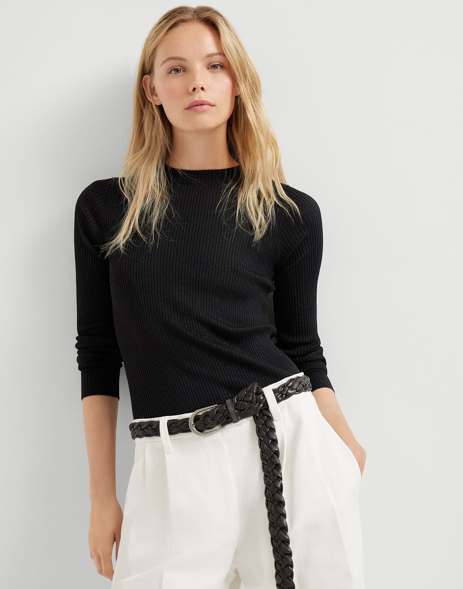 圆领针织衫 - 小编视角 - 正面观看 - 全屏观看