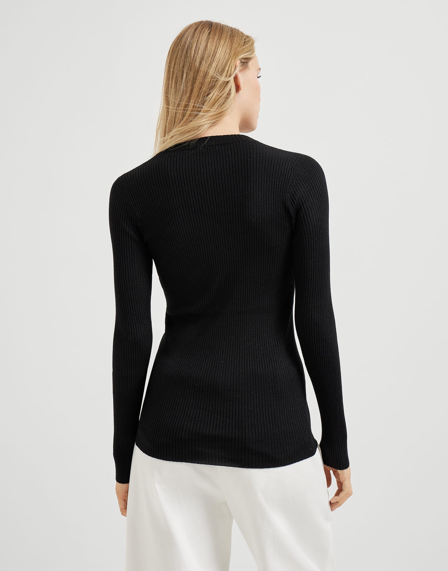 圆领针织衫 - 背面视角 - 正面观看 - 全屏观看