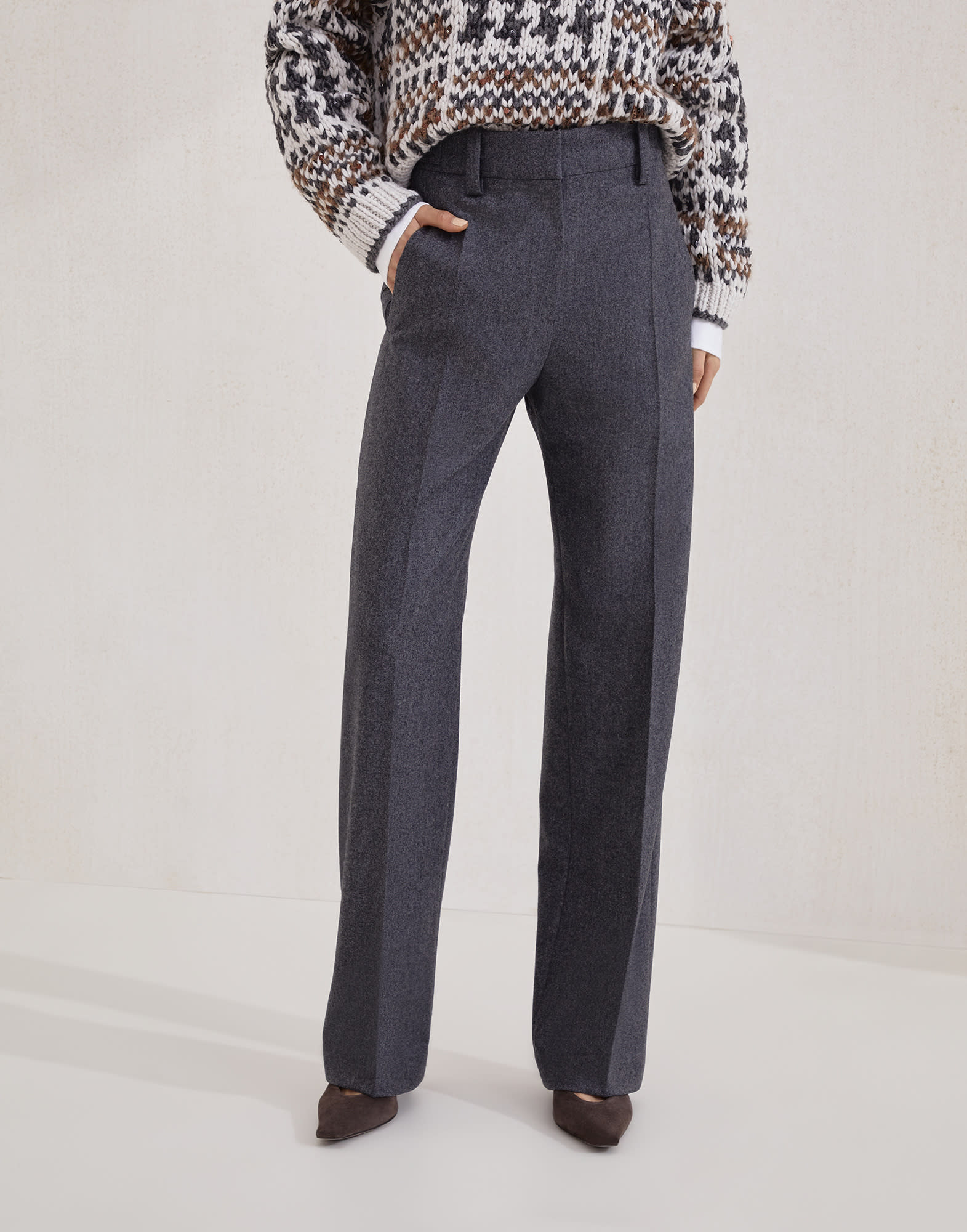 Straight Loose trousers Lead Woman - Brunello Cucinelli