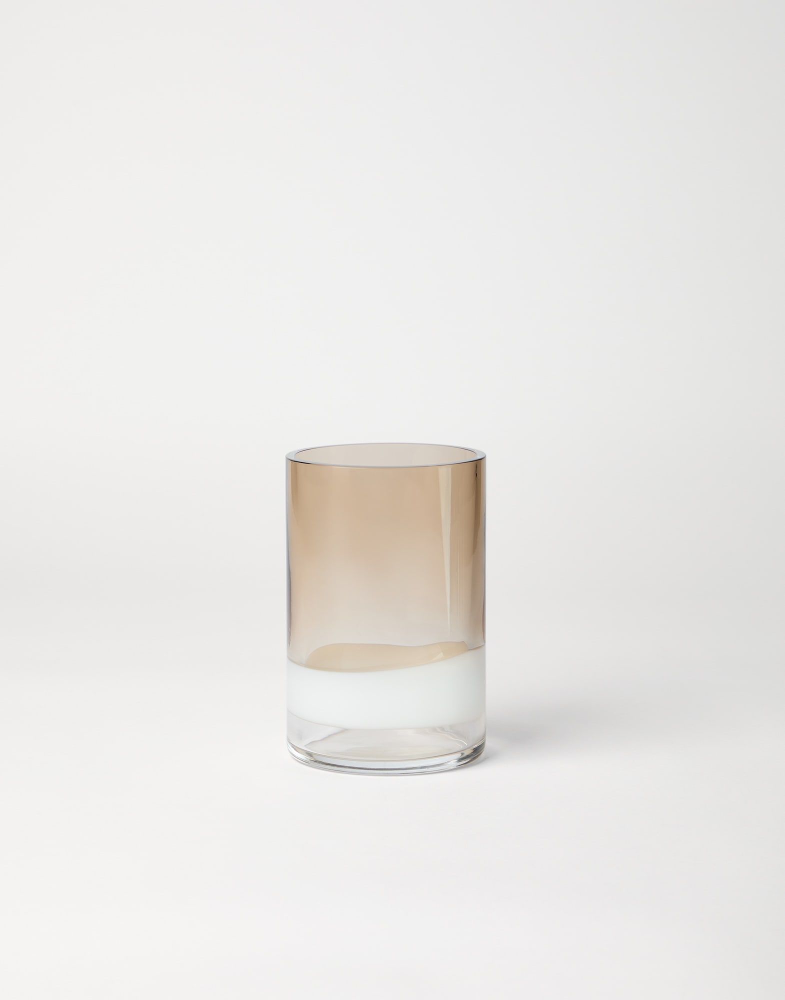 Murano glass small striped cilinder vase Natural Lifestyle - Brunello Cucinelli