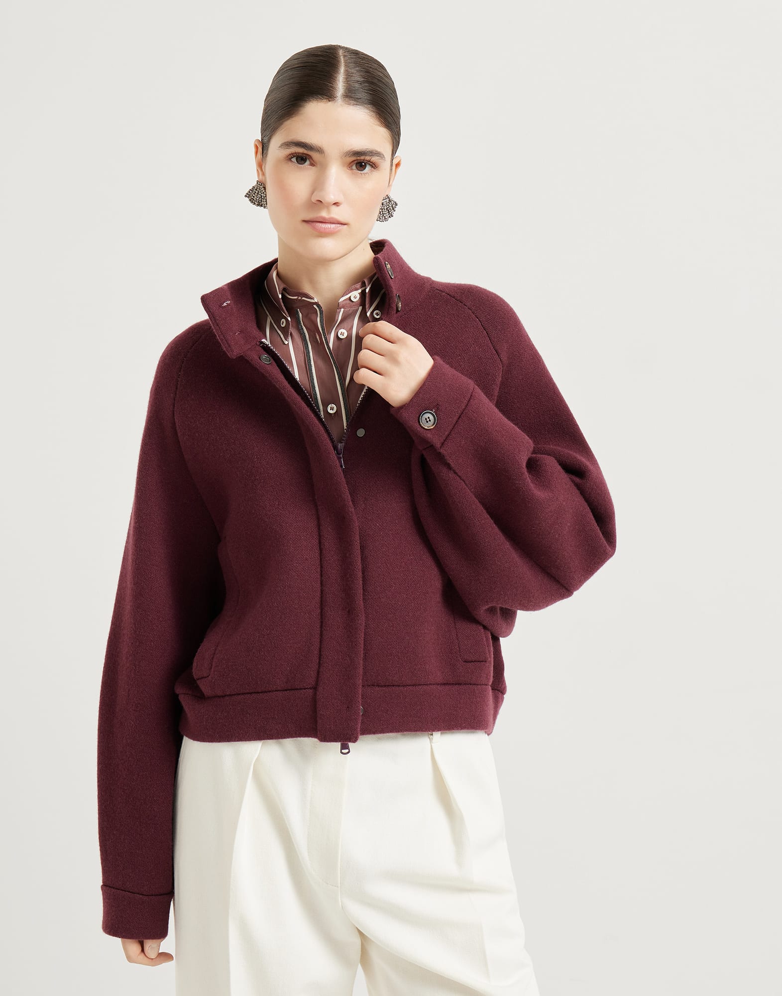 Double-knit outerwear Amaranth Woman - Brunello Cucinelli