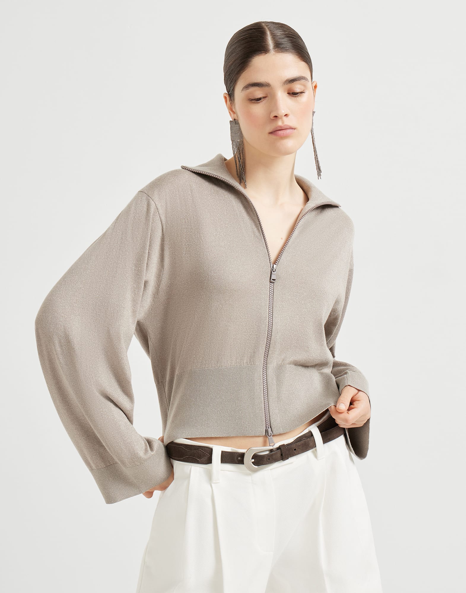 Zip-front Cardigan - Front view - View Full Screen