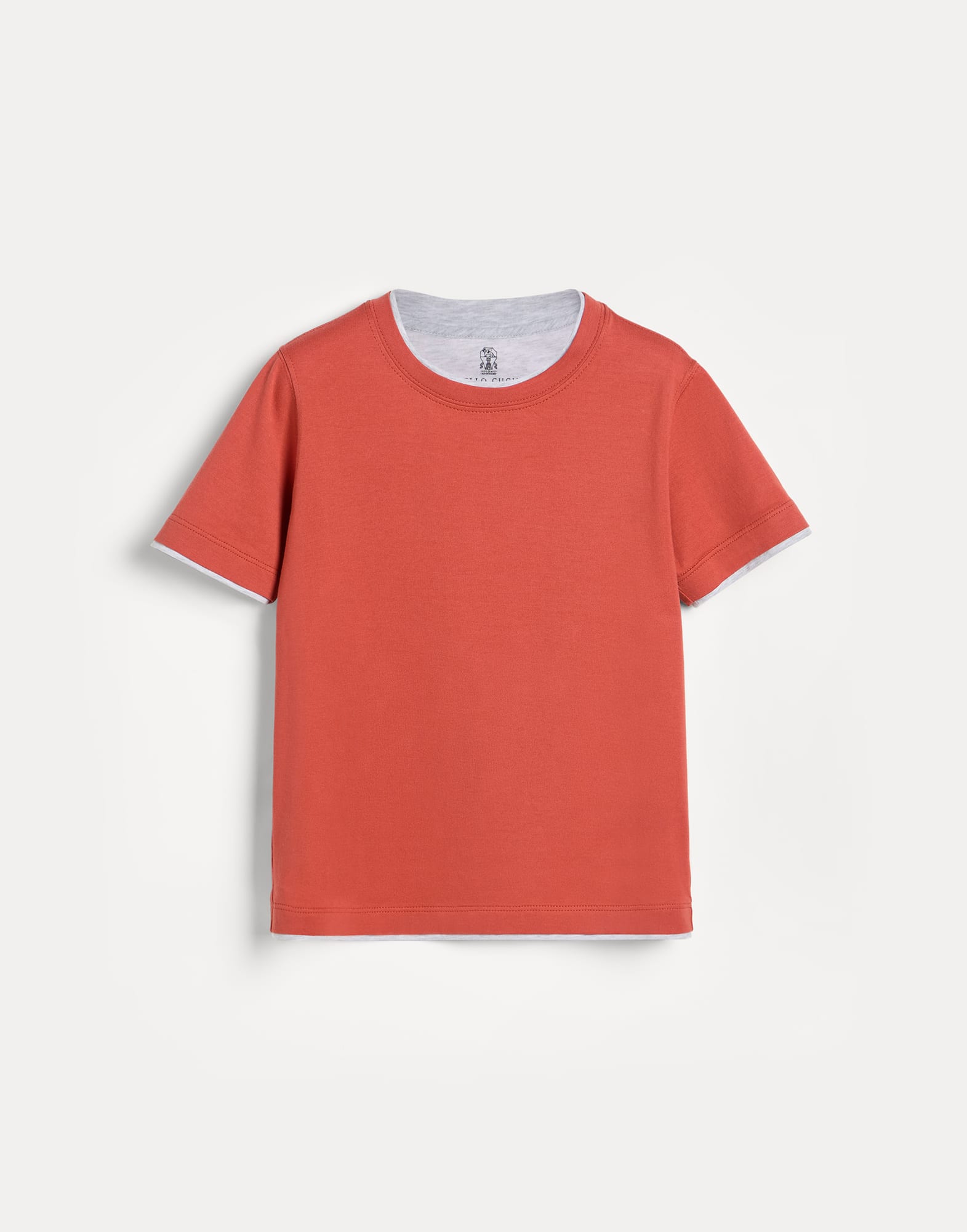 T-shirt with faux-layering Orange Boys - Brunello Cucinelli