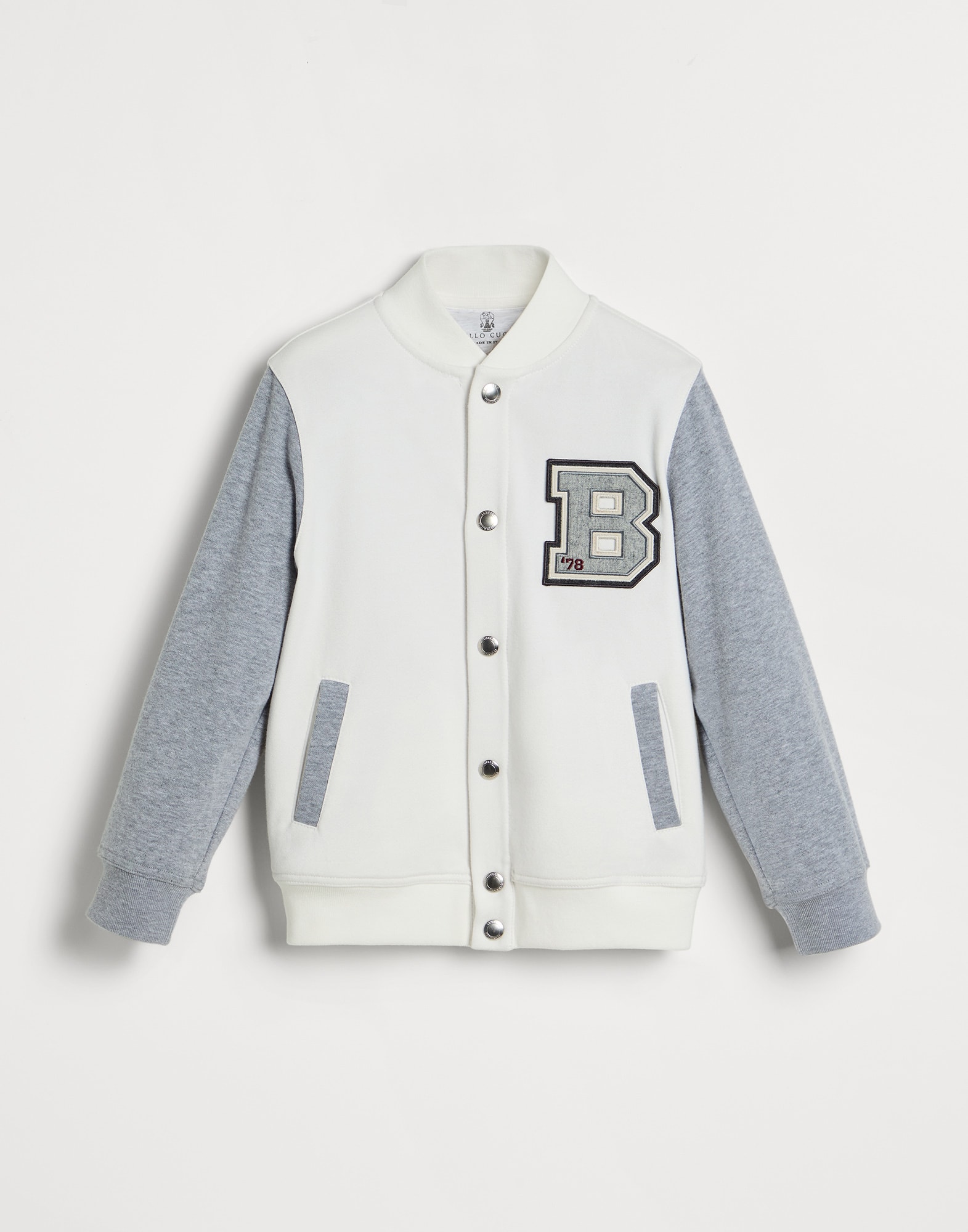 Bomber-style sweatshirt Light Grey Boys - Brunello Cucinelli
