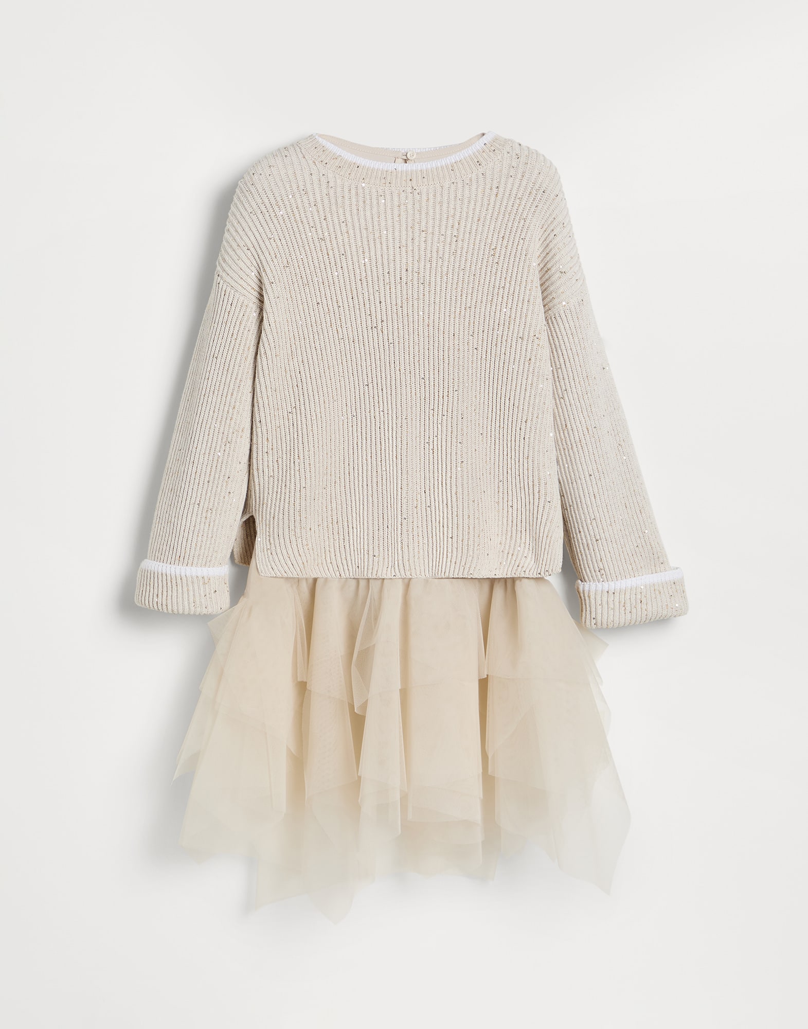 Knit dress with tulle skirt