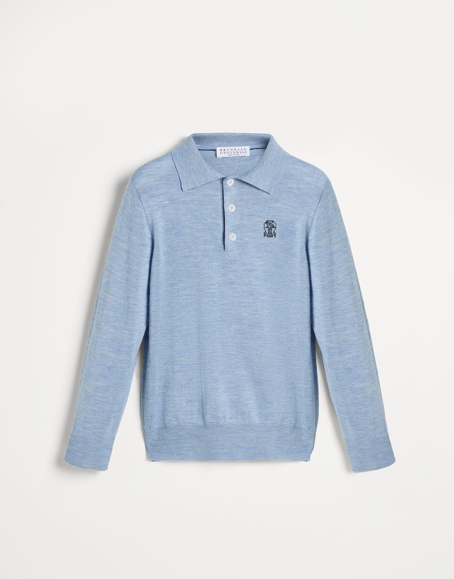 ライトウェイトニット ポロシャツ スカイブルー ボーイズ - Brunello Cucinelli