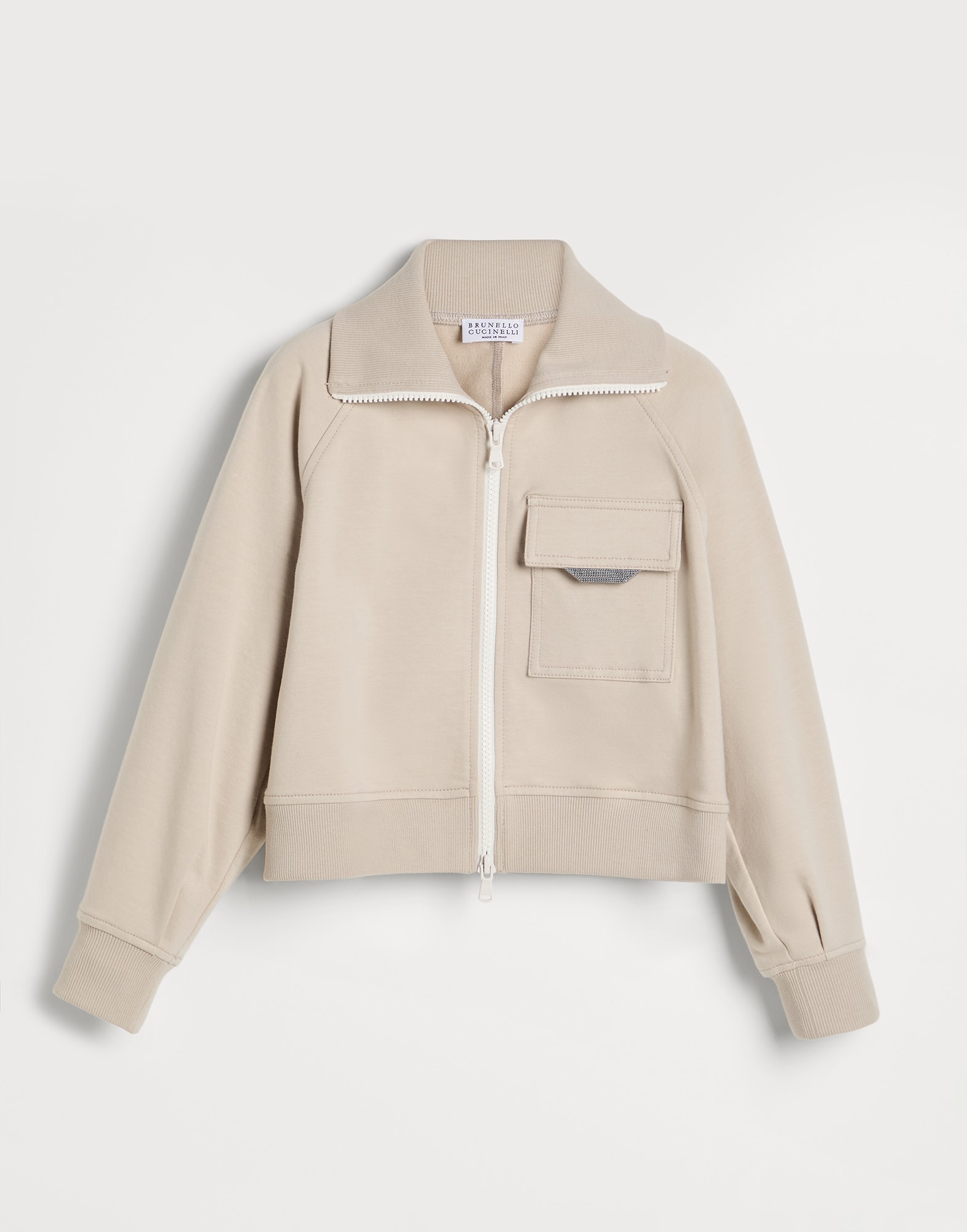 Толстовка из легкого футера Бежевый Девочки - Brunello Cucinelli