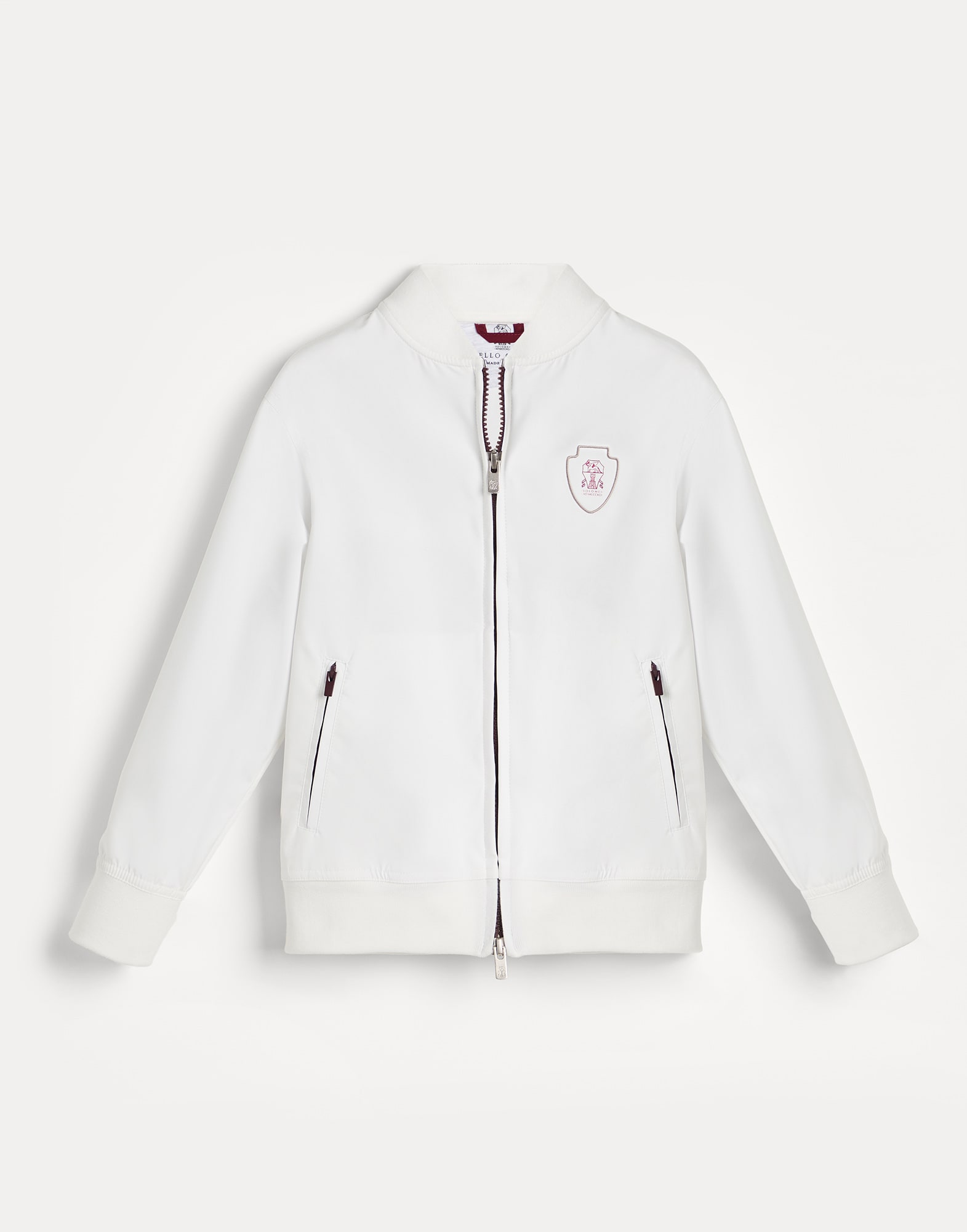 Sweat-shirt style bomber en nylon Blanc Garçon - Brunello Cucinelli