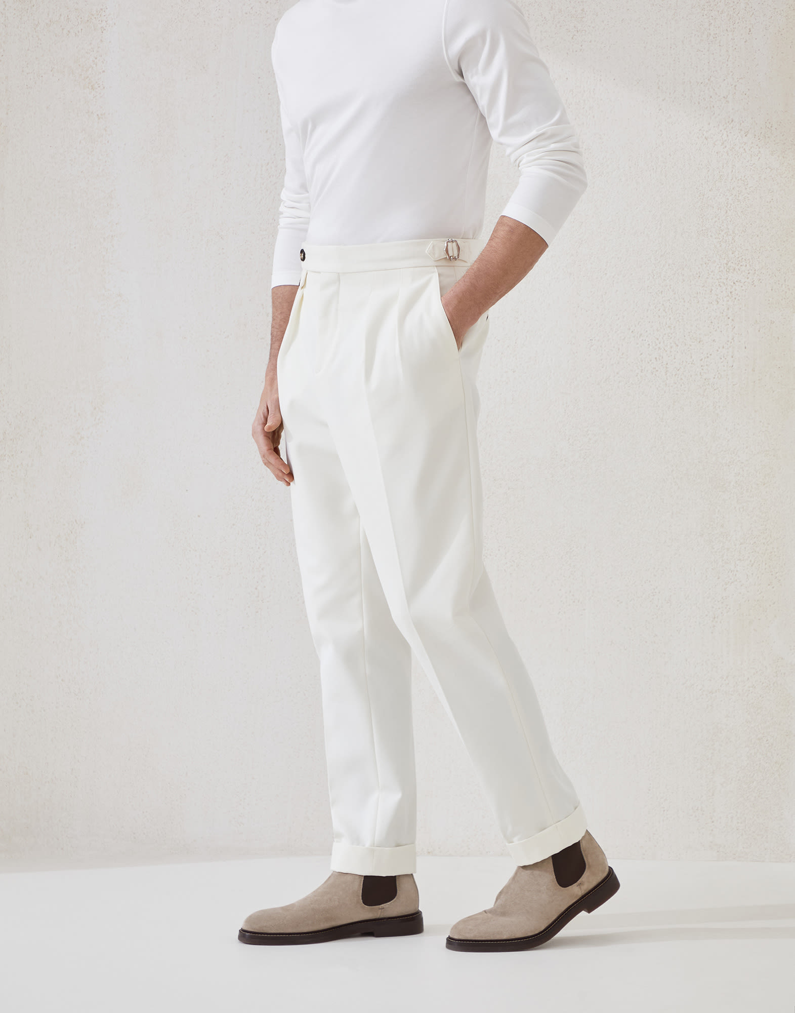 Gabardine tailor fit trousers Panama Man - Brunello Cucinelli