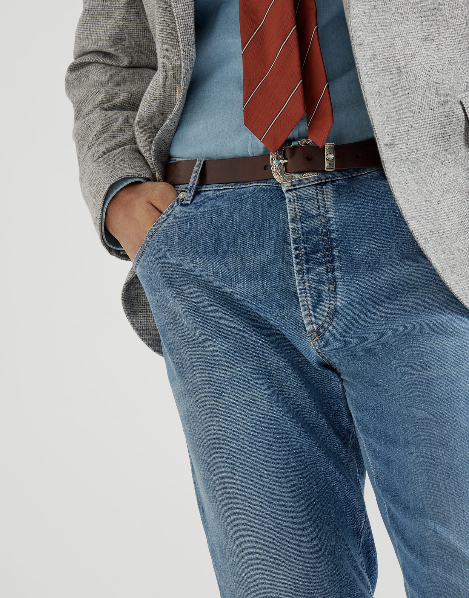 Denim Five-Pocket Trousers - Detail view - View Full Screen