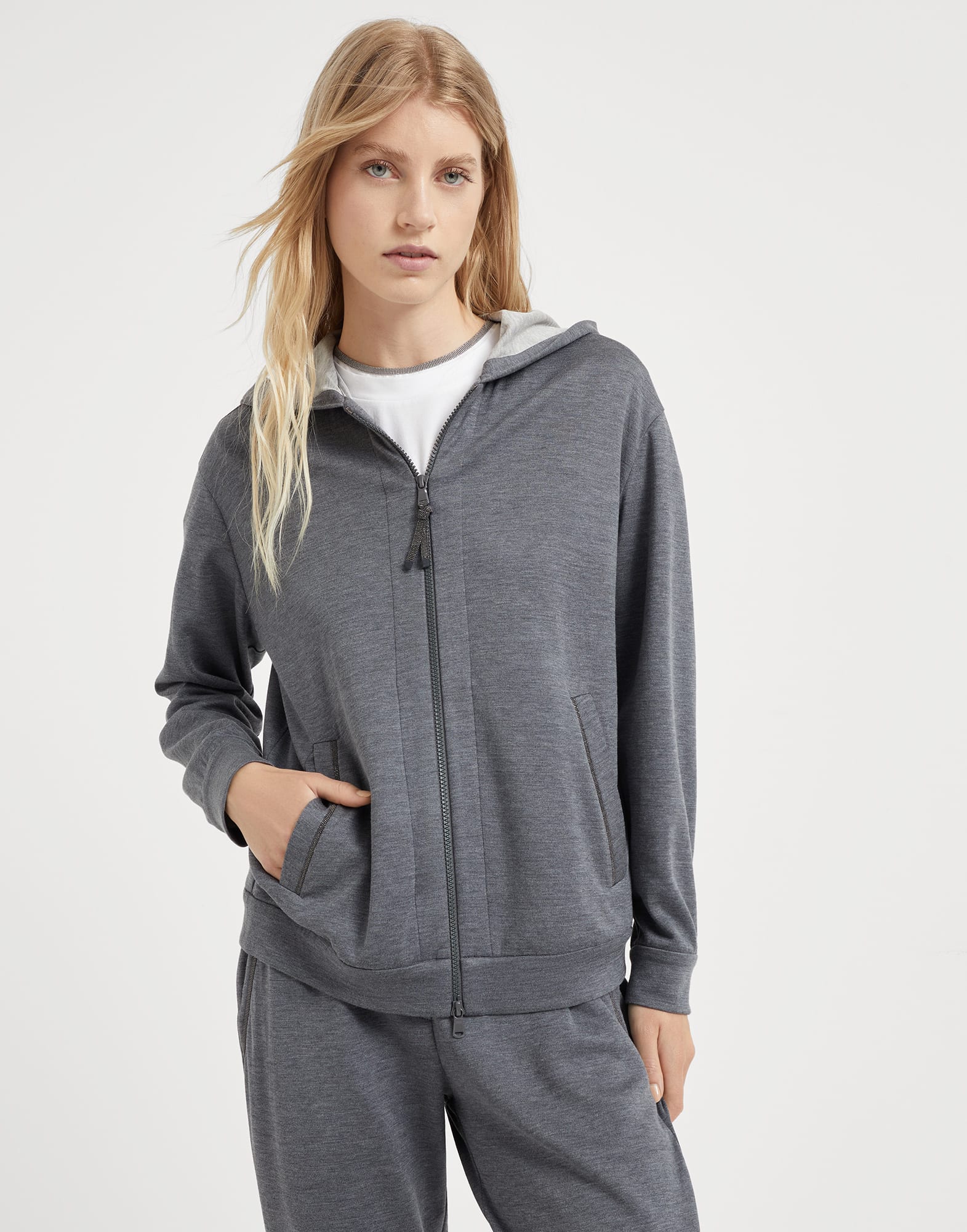 Sweatshirt with monili Dark Grey Woman - Brunello Cucinelli