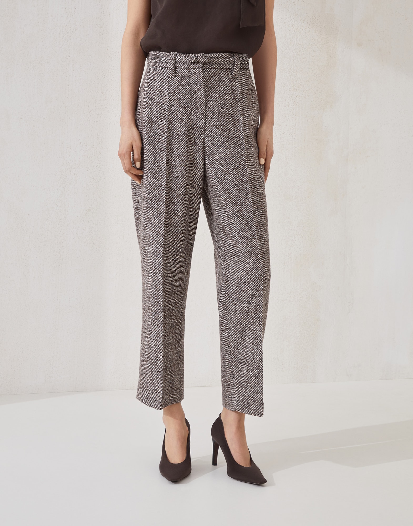 Straight Crop trousers Brown Woman - Brunello Cucinelli