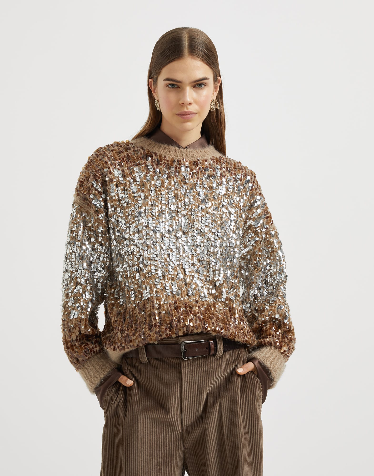 Dazzling Embroidery sweater Multicoloured Woman - Brunello Cucinelli