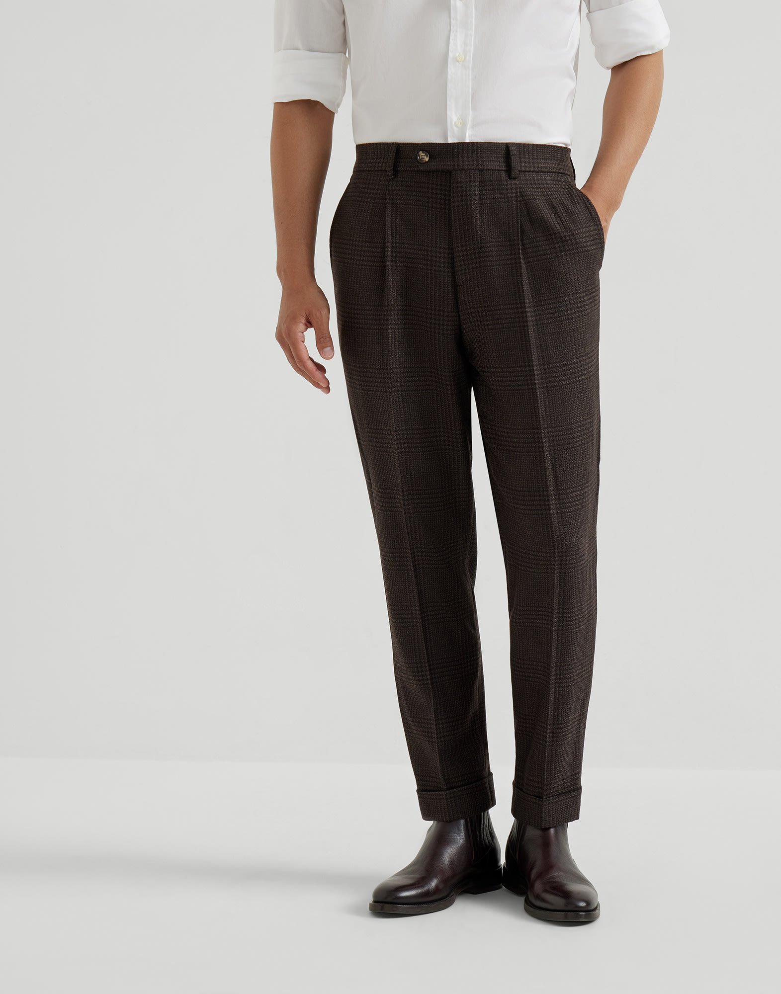 Брюки свободного кроя Коричневый Мужчина - Brunello Cucinelli