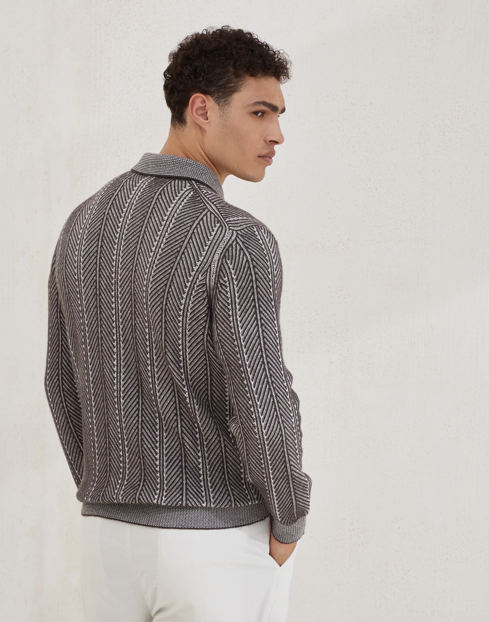 马球款针织衫 - 背面视角 - 正面观看 - 全屏观看