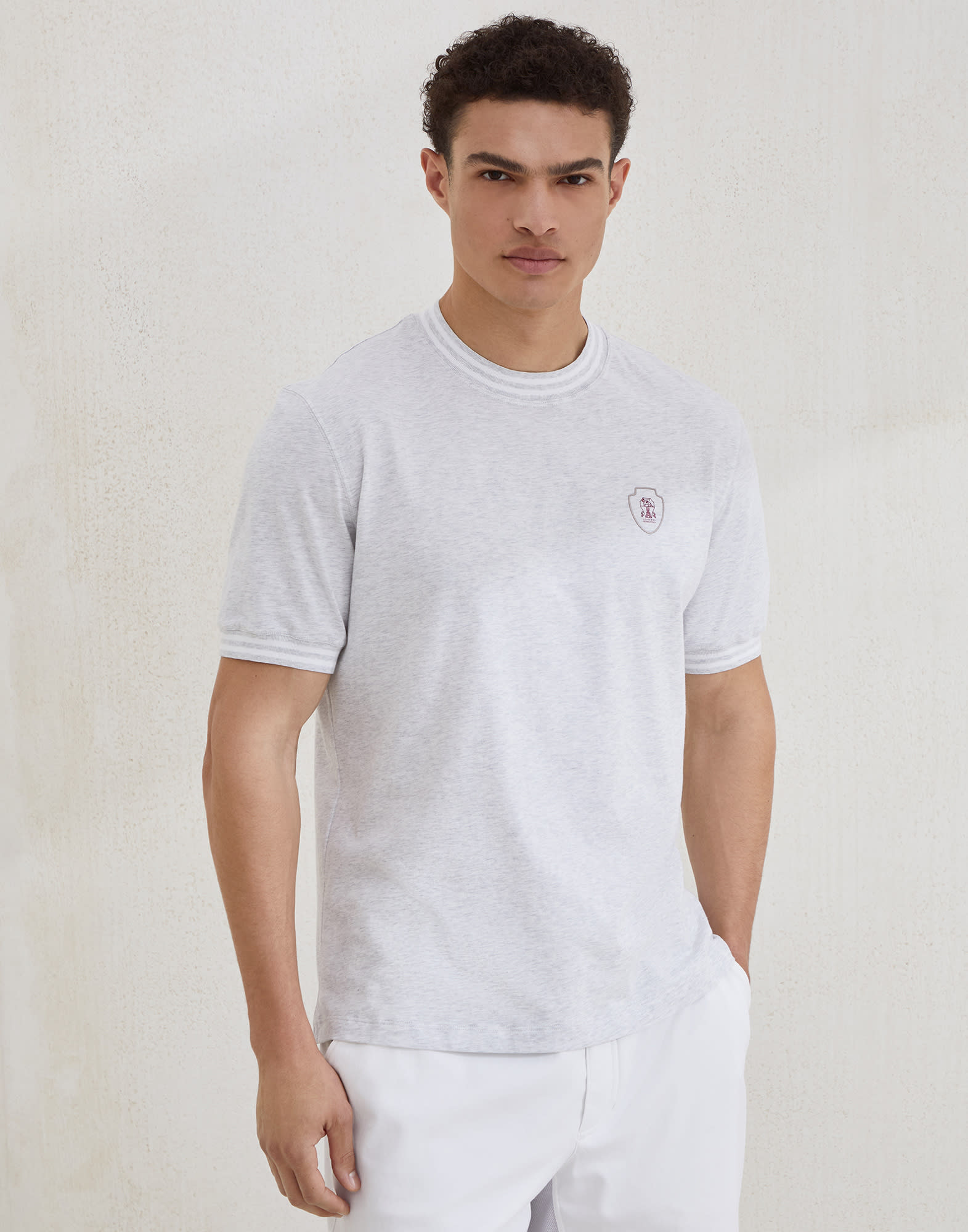 ジャージー Tシャツ パールグレー メンズ - Brunello Cucinelli