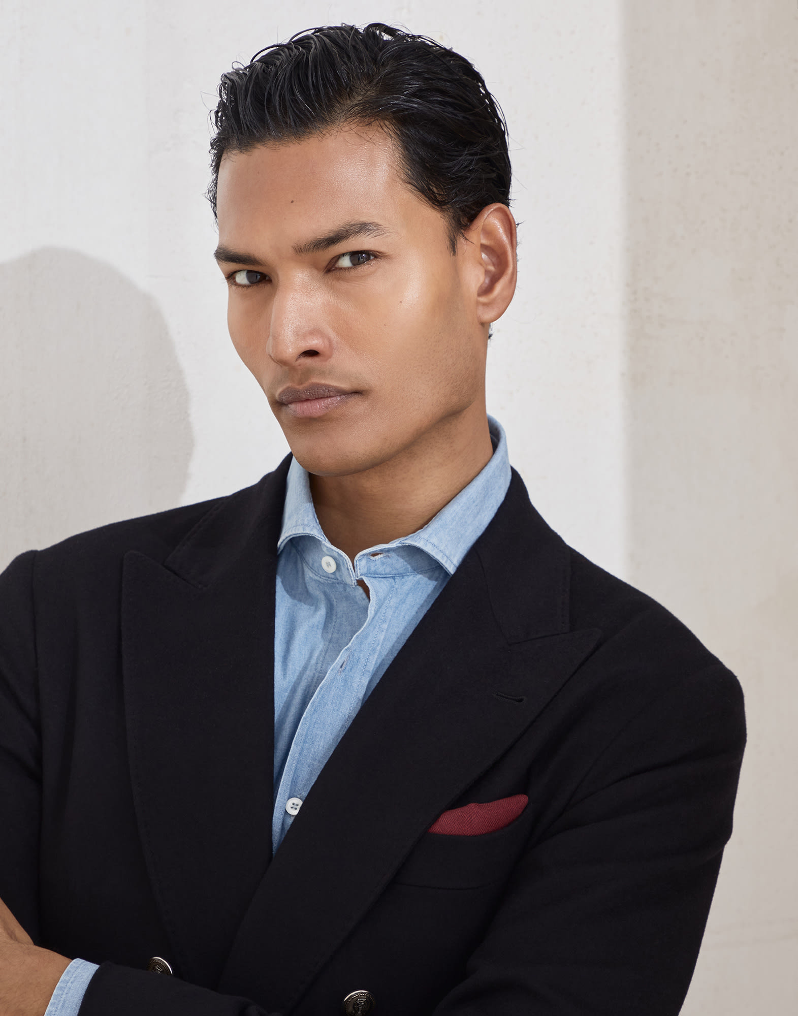 半双排扣夹克 - 细节视角 - 正面观看 - 全屏观看