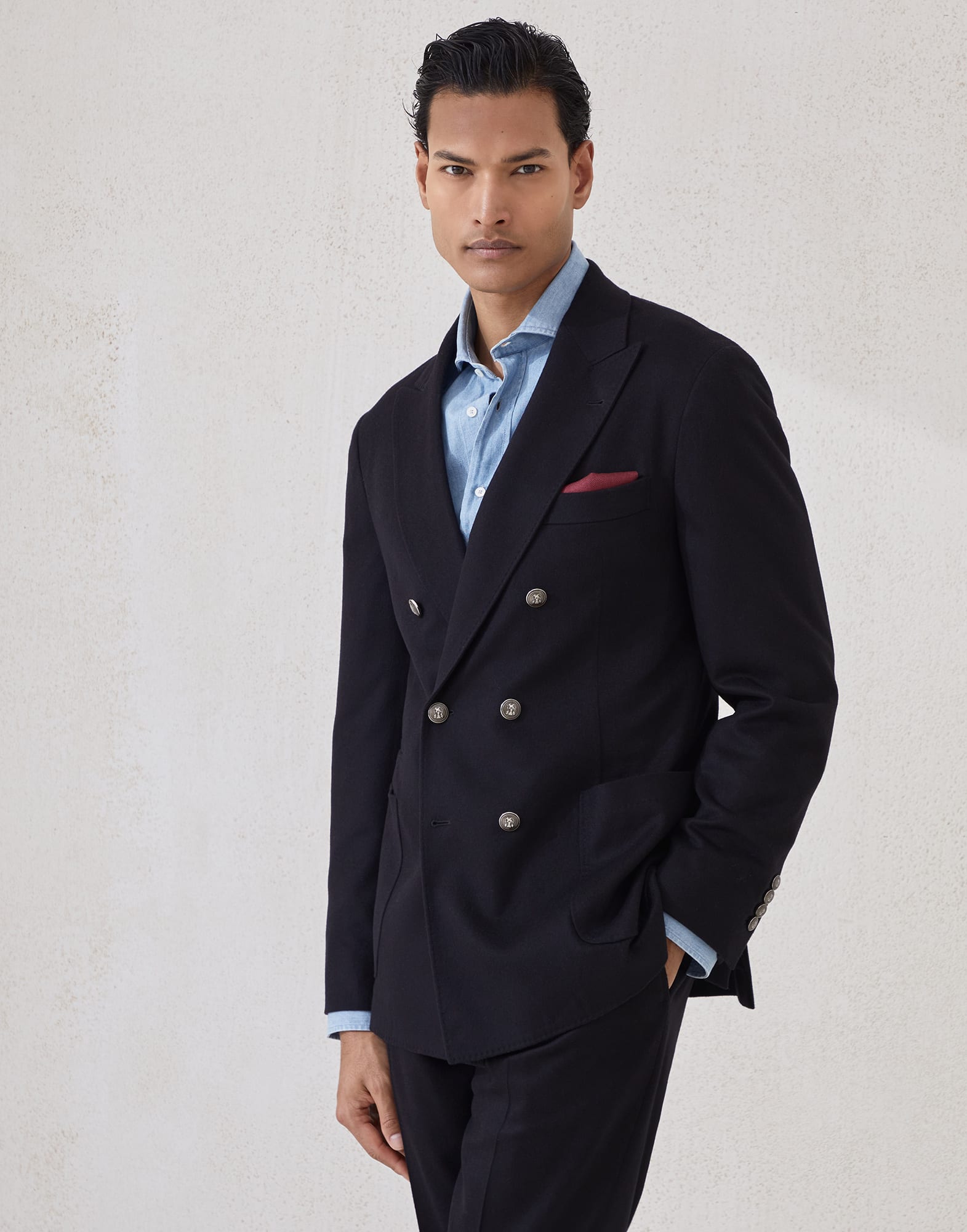 Blazer with metal buttons Black Man - Brunello Cucinelli