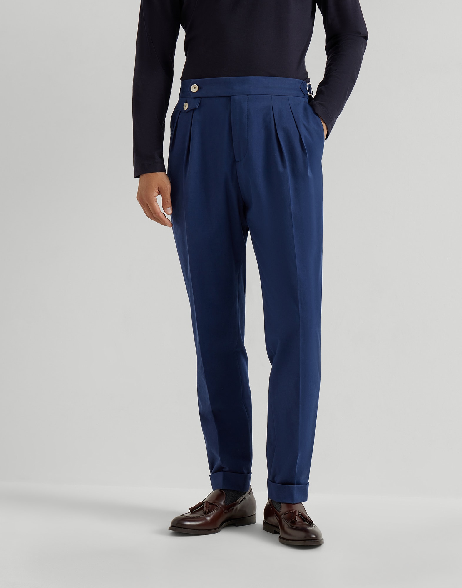 舒适华达呢长裤 池塘色 男款 - Brunello Cucinelli