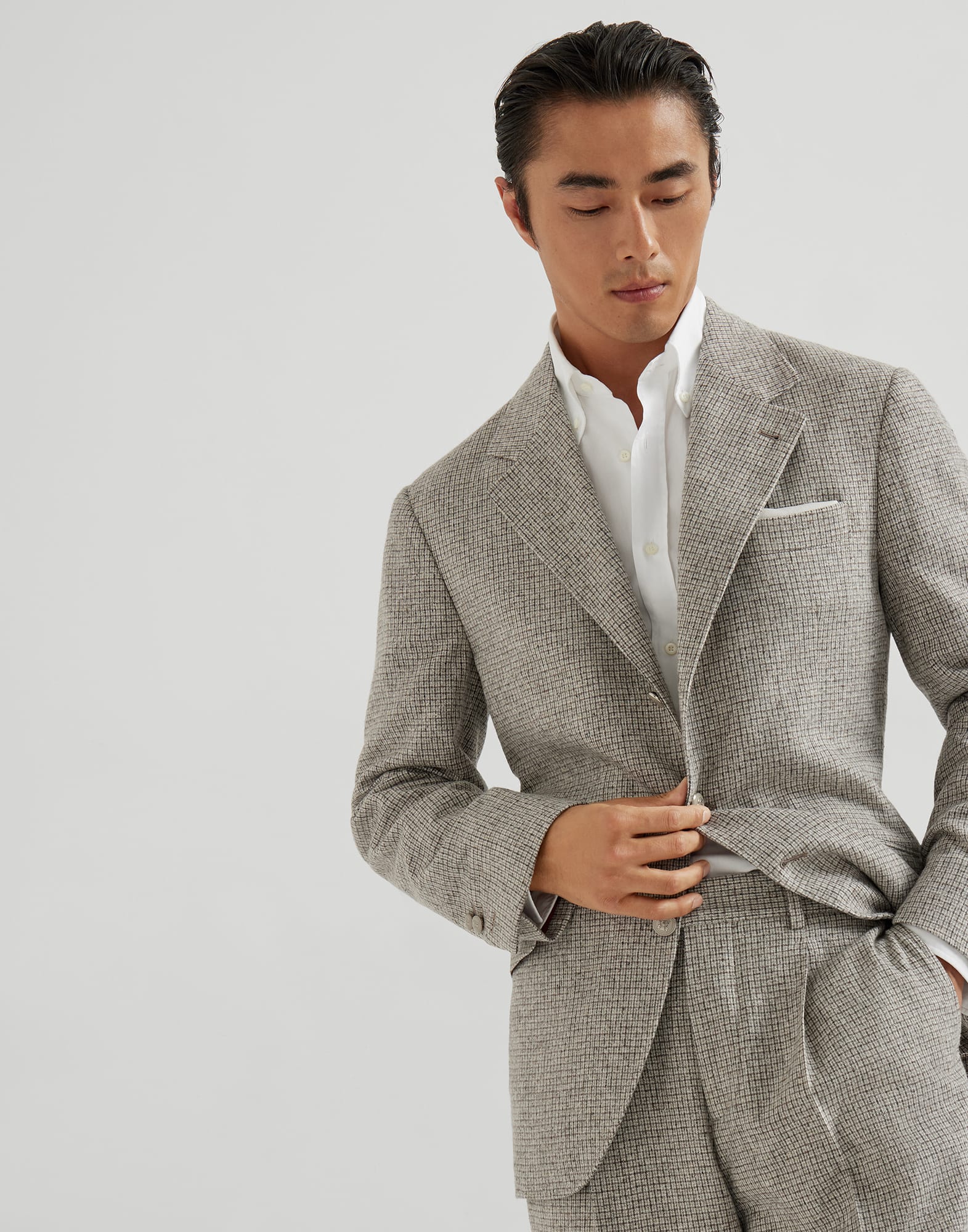 解构设计骑士夹克 棕色 男款 - Brunello Cucinelli