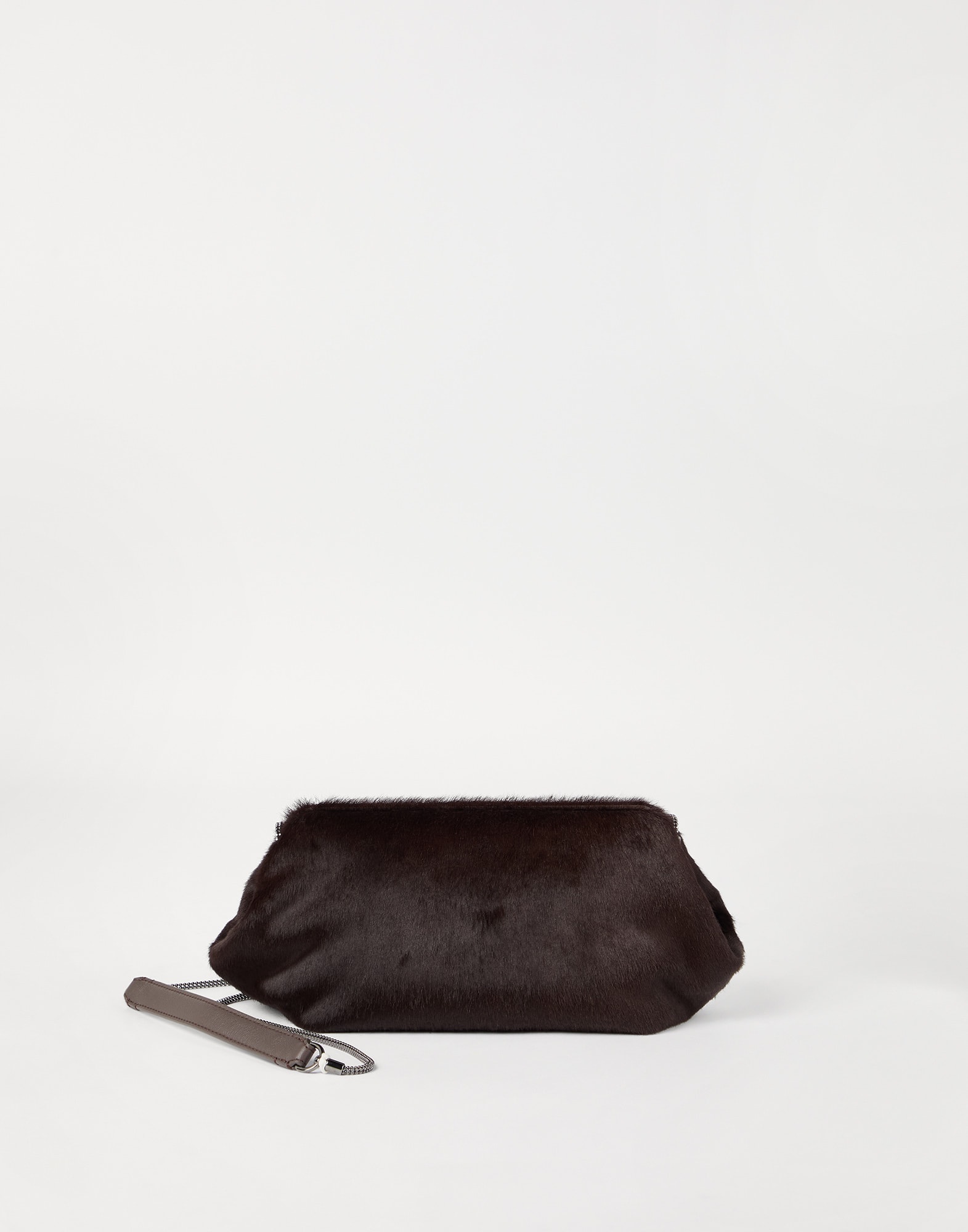 Sac pochette Eclipse en cuir façon poulain Marron Femme - Brunello Cucinelli