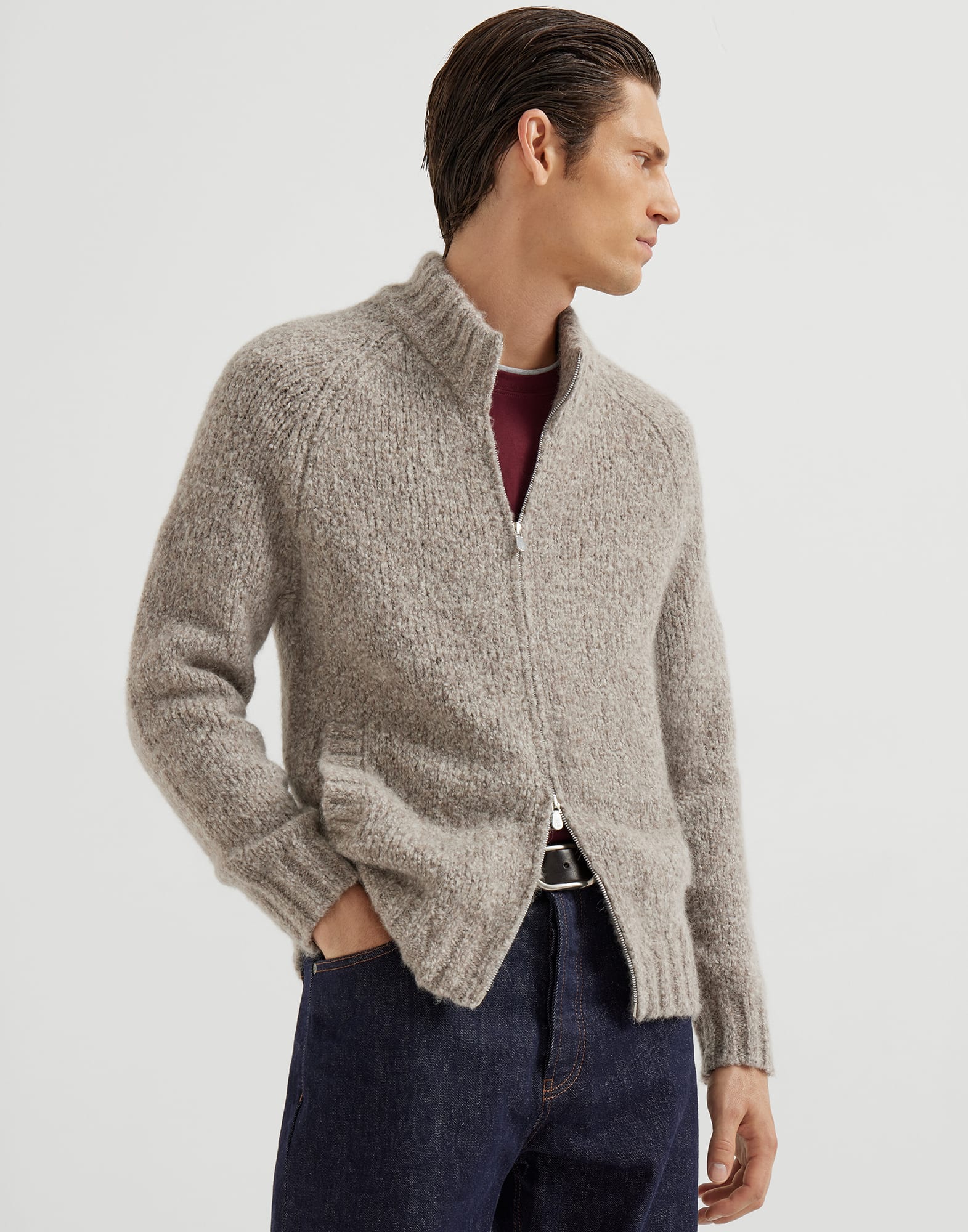 Zip-front Cardigan - Front view - View Full Screen