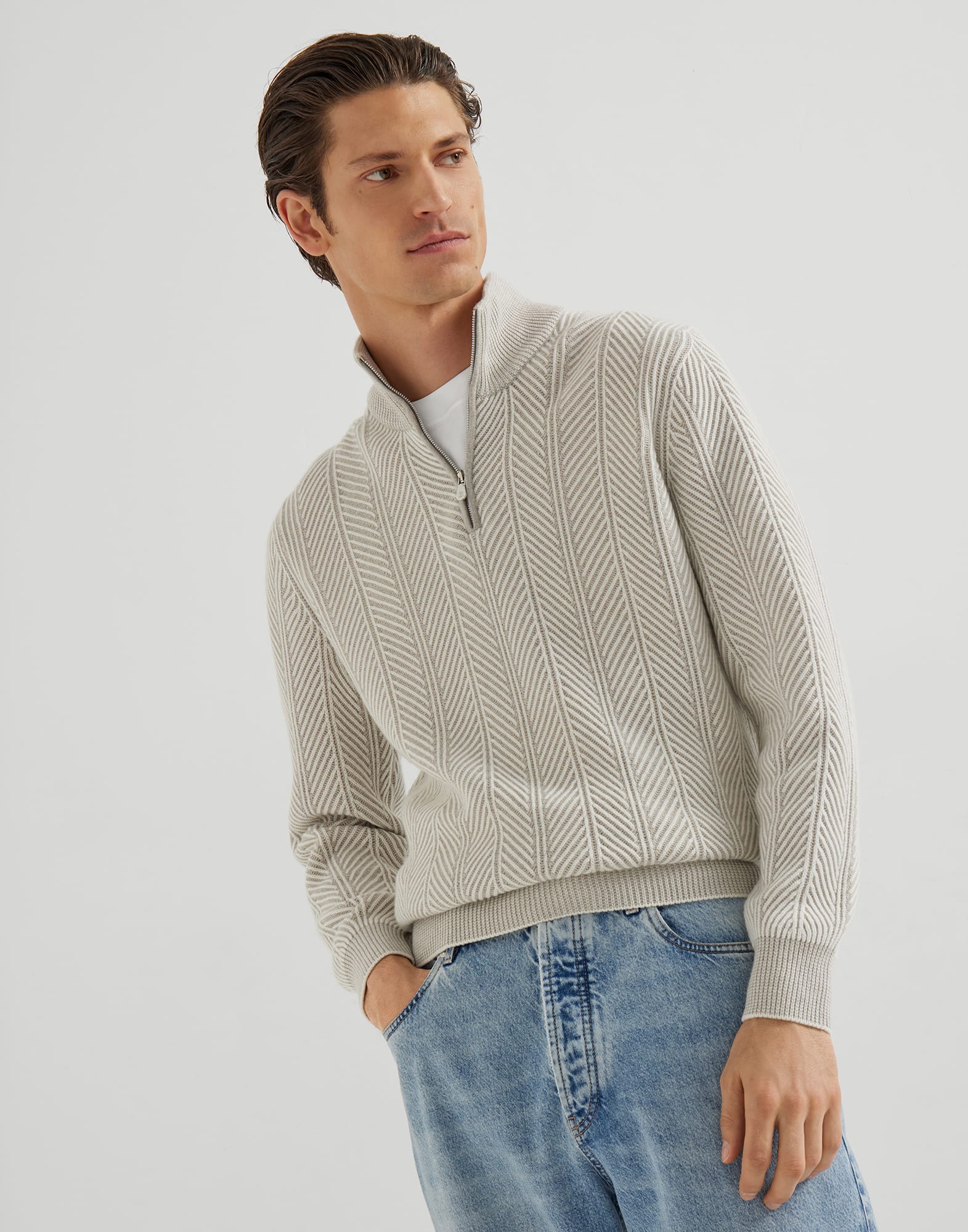 Zip Neck Sweater - Front view - View Full Screen