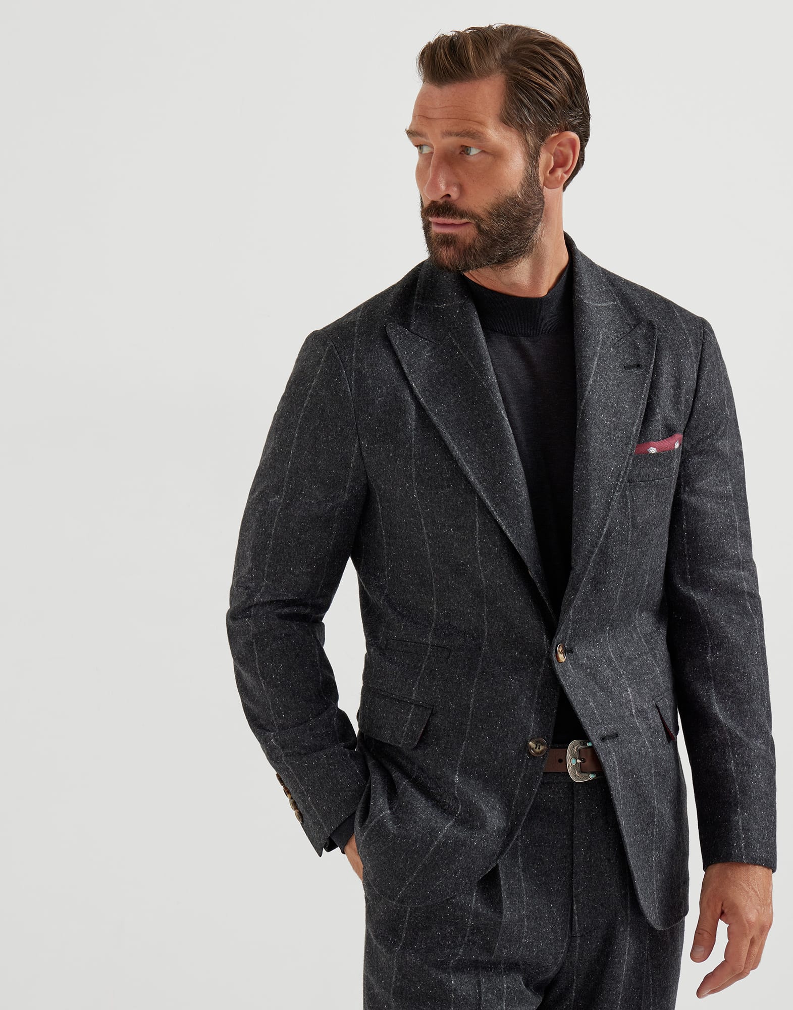Chalk stripe blazer Anthracite Man - Brunello Cucinelli