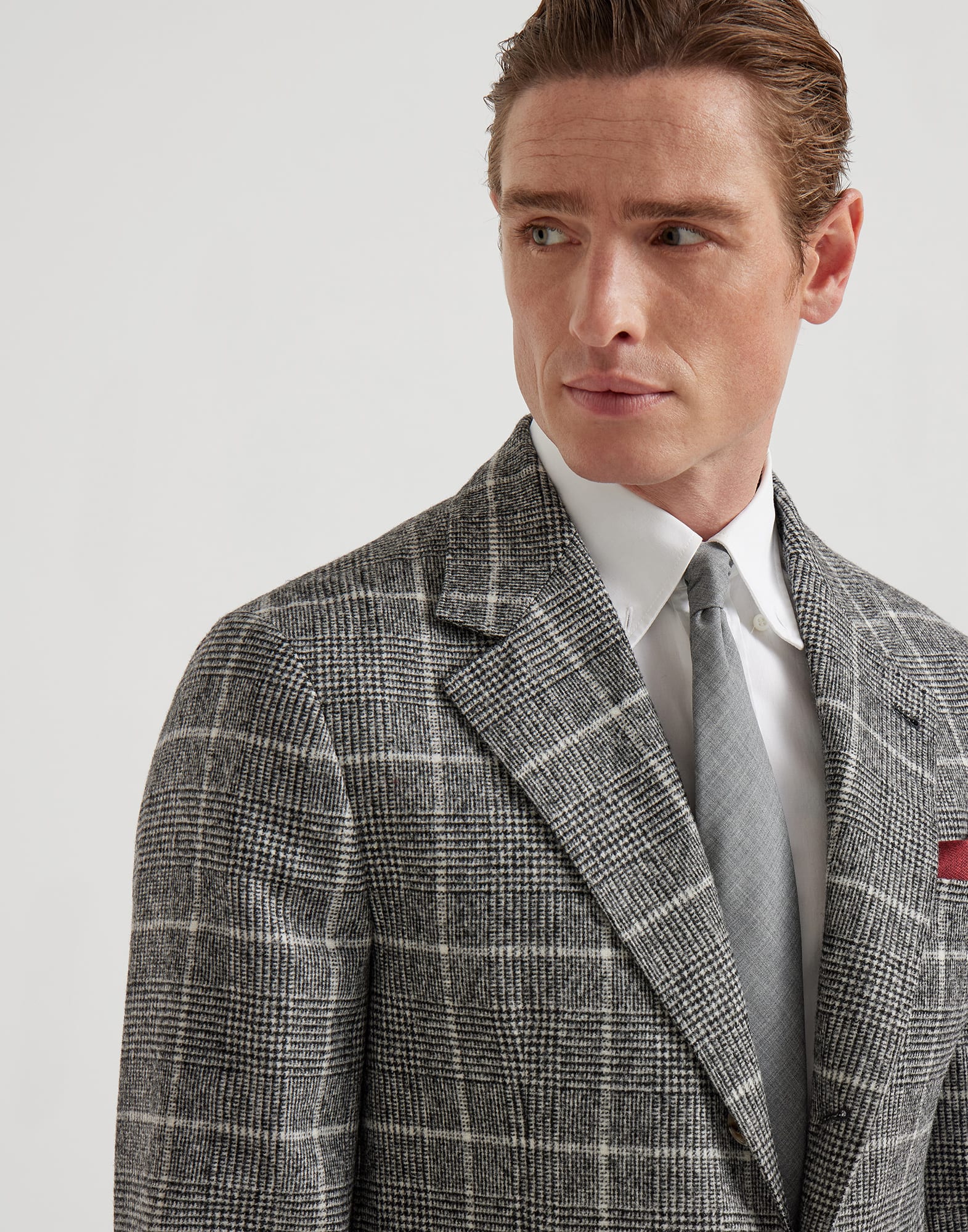 メンズ 向け ミディアムグレー ウール ネクタイ | Brunello Cucinelli メンズ 向け ミディアムグレー ウール ネクタイ | Brunello Cucinelli