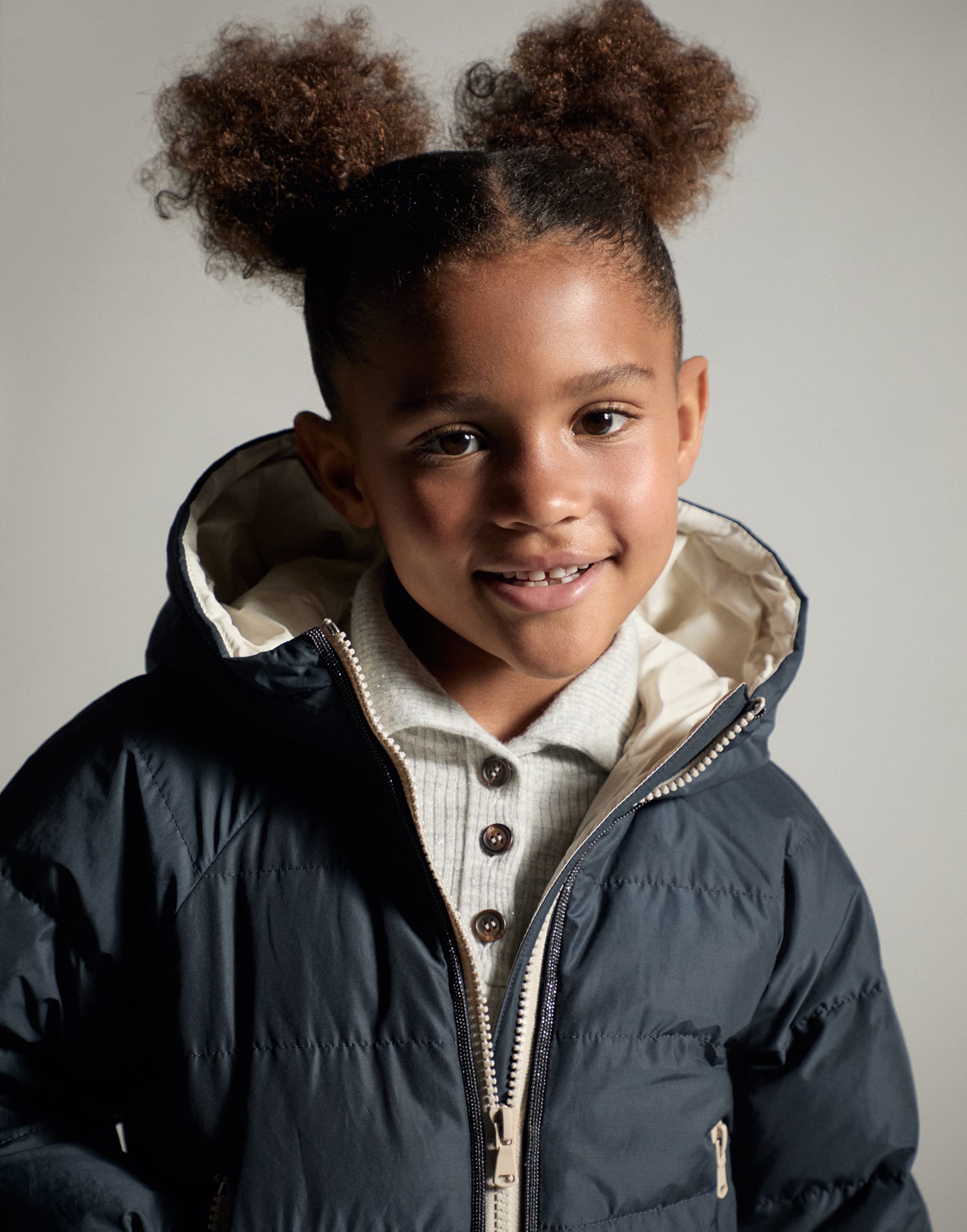 Water-resistant taffeta down jacket Blue Girls - Brunello Cucinelli