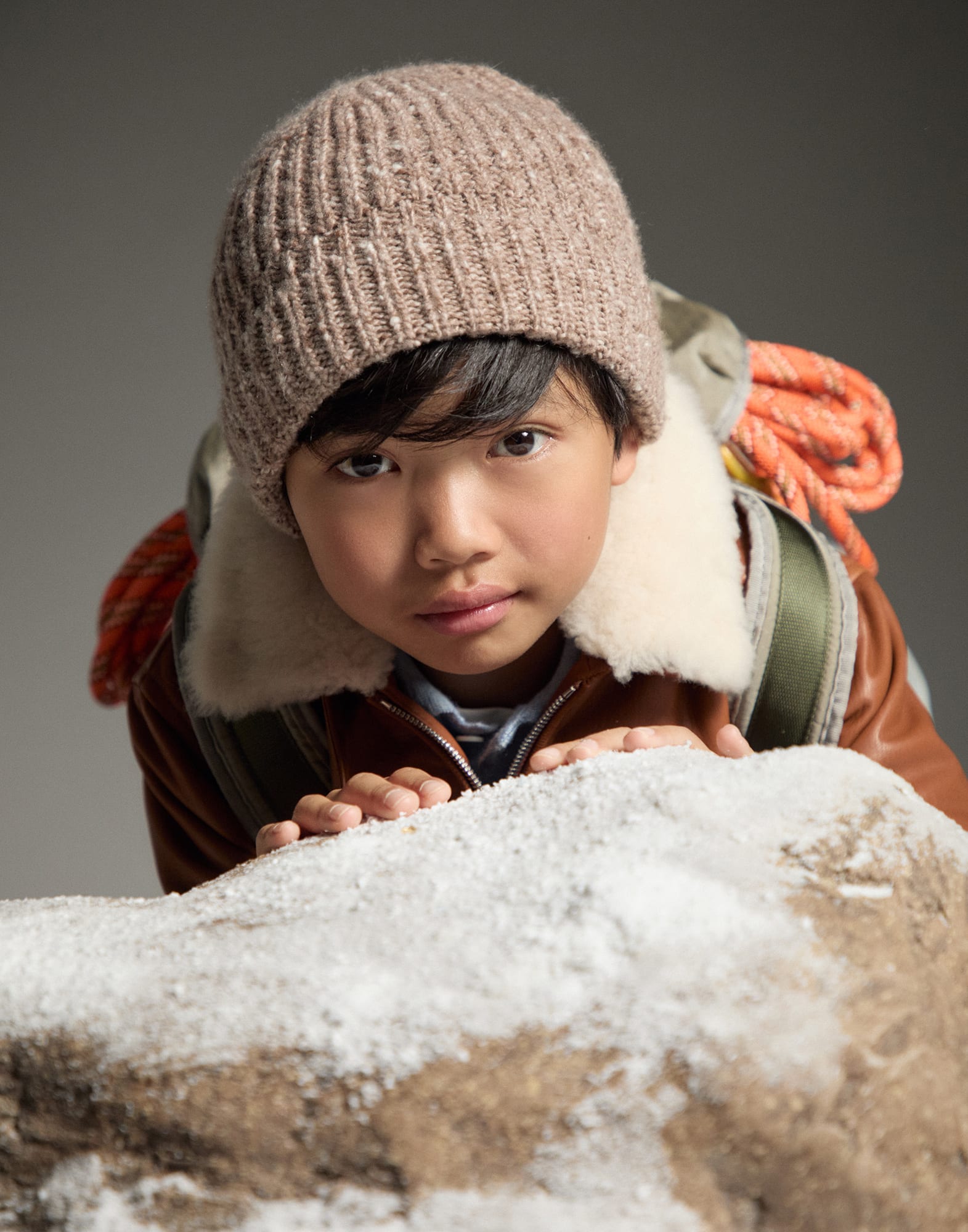 Cashmere beanie Light Brown Boys - Brunello Cucinelli