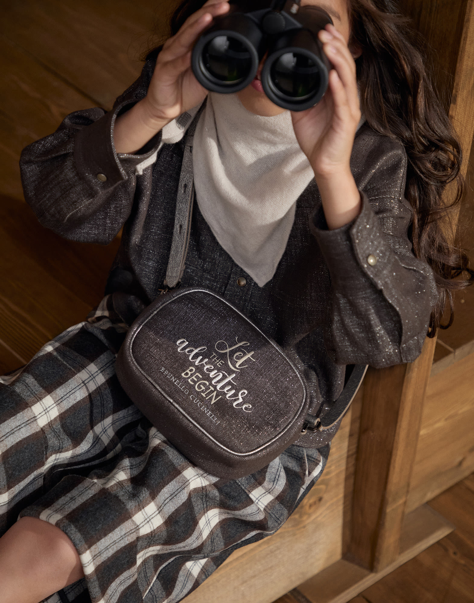 Sparkling denim bag Brown Girls - Brunello Cucinelli