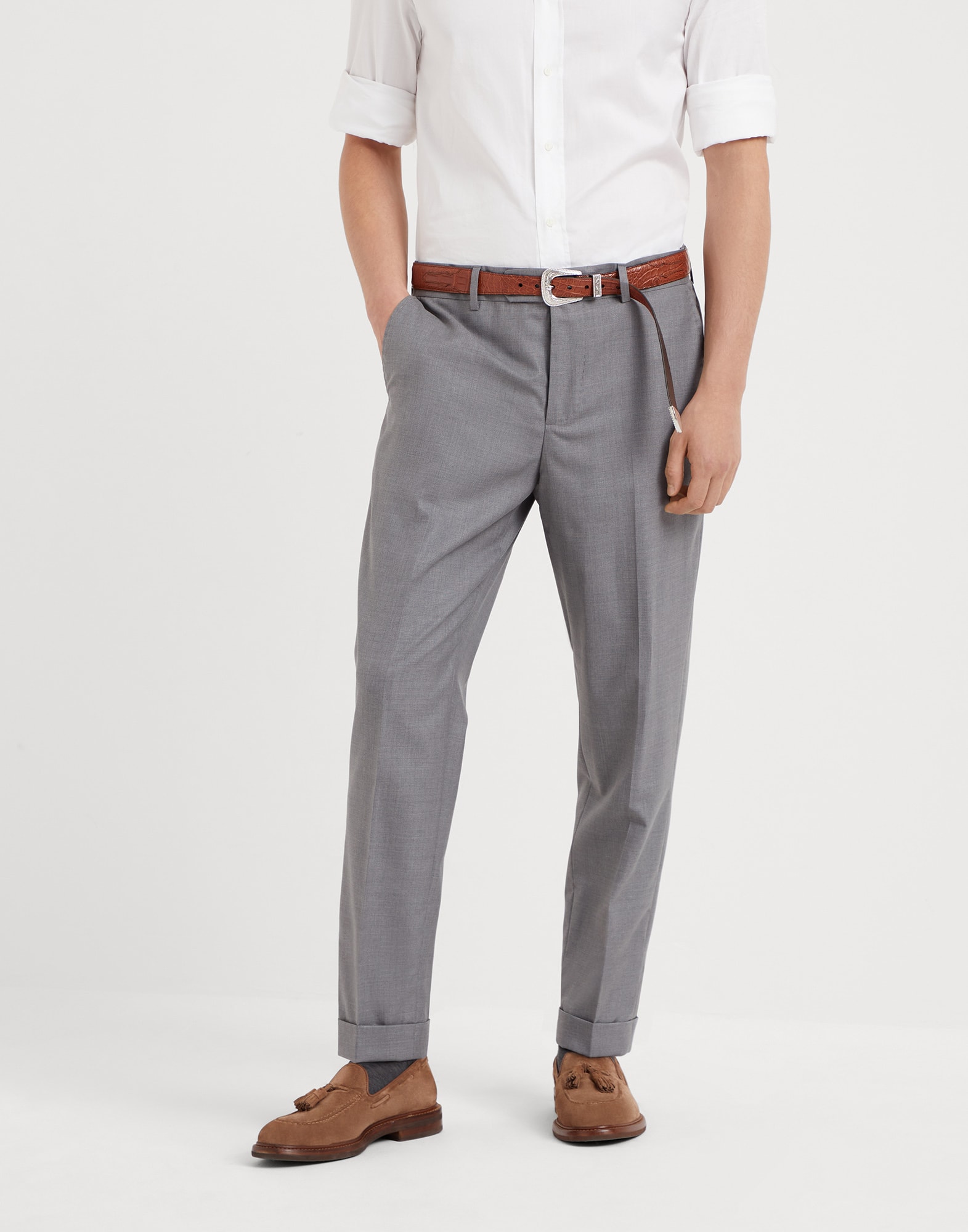 Брюки без защипов - Вид спереди - Посмотреть во весь экран