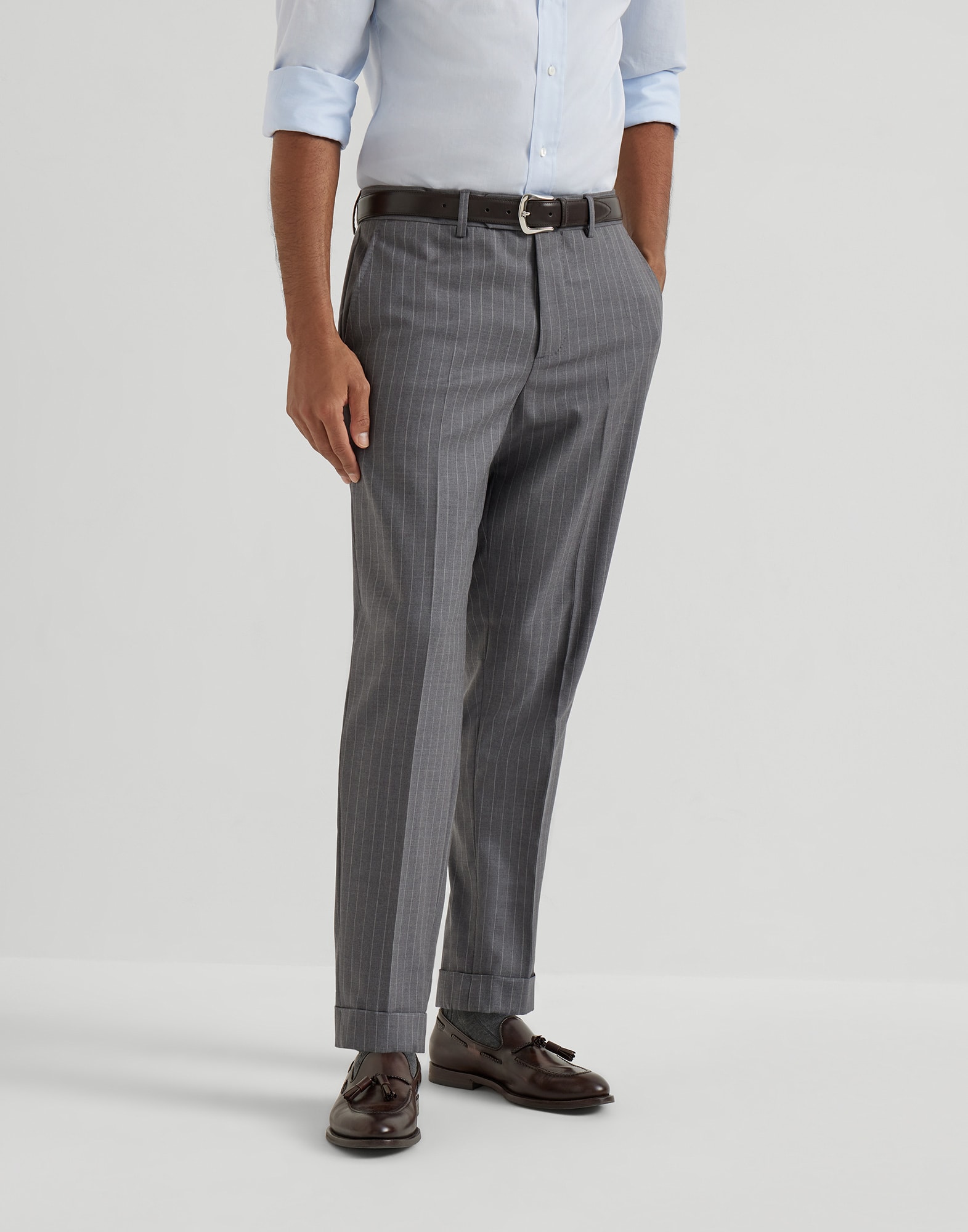 Chalk stripe trousers Grey Man - Brunello Cucinelli