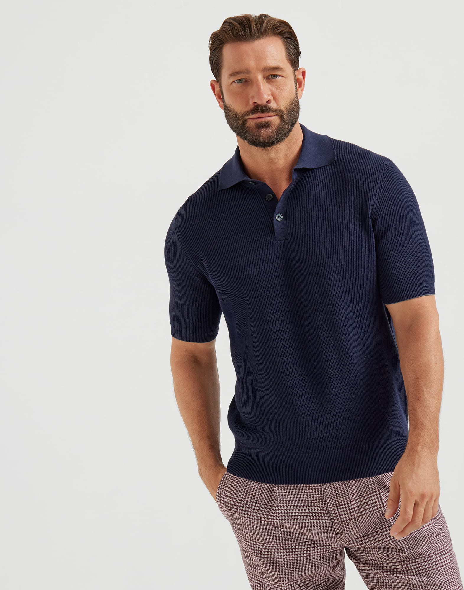 Polo-style sweater Navy Blue Man - Brunello Cucinelli