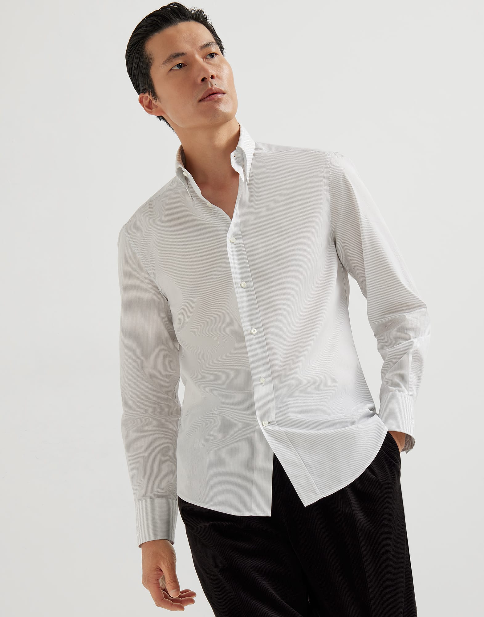 Striped poplin shirt