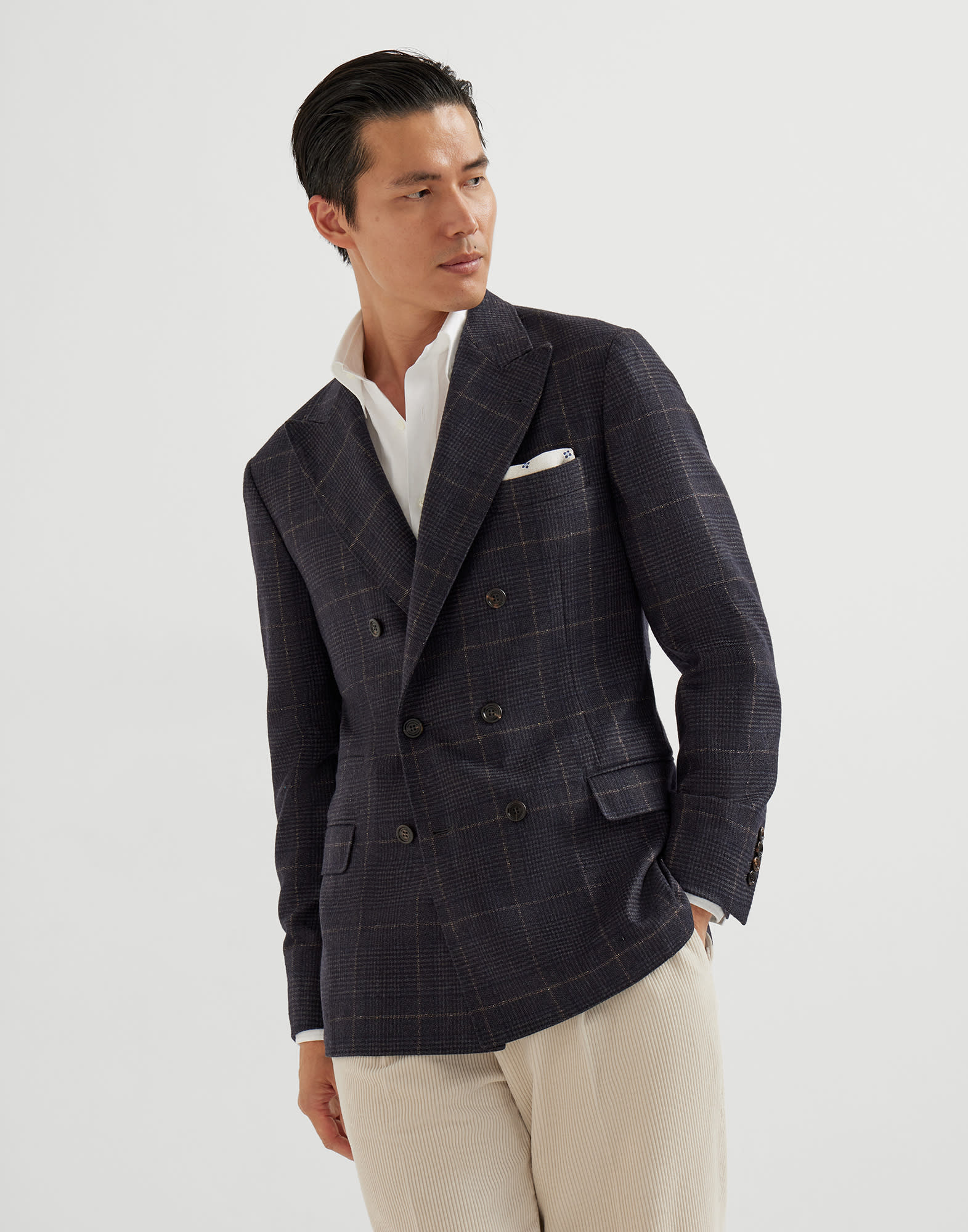 Prince of Wales deconstructed blazer Anthracite Man - Brunello Cucinelli