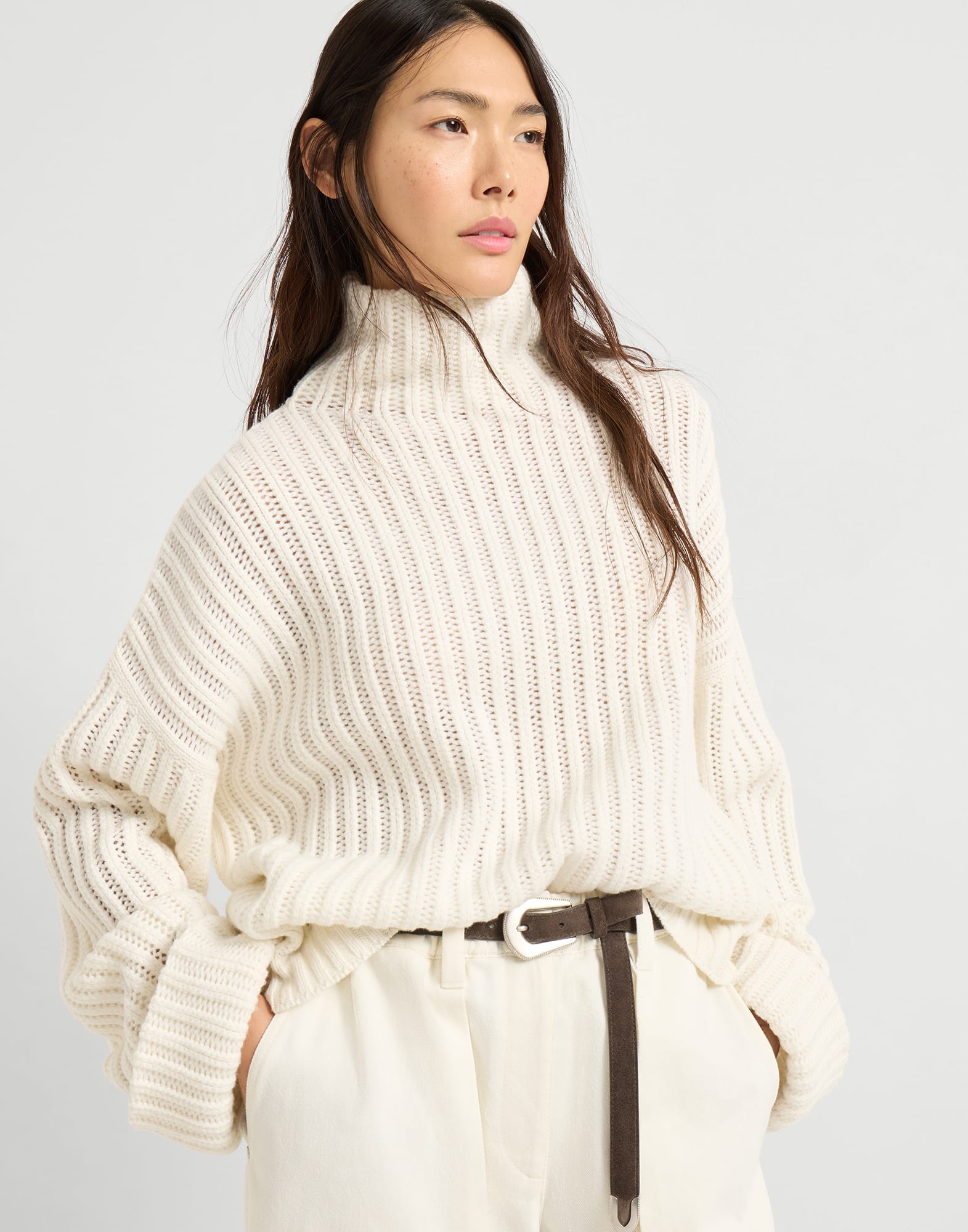 Cashmere Feather yarn sweater Panama Woman - Brunello Cucinelli