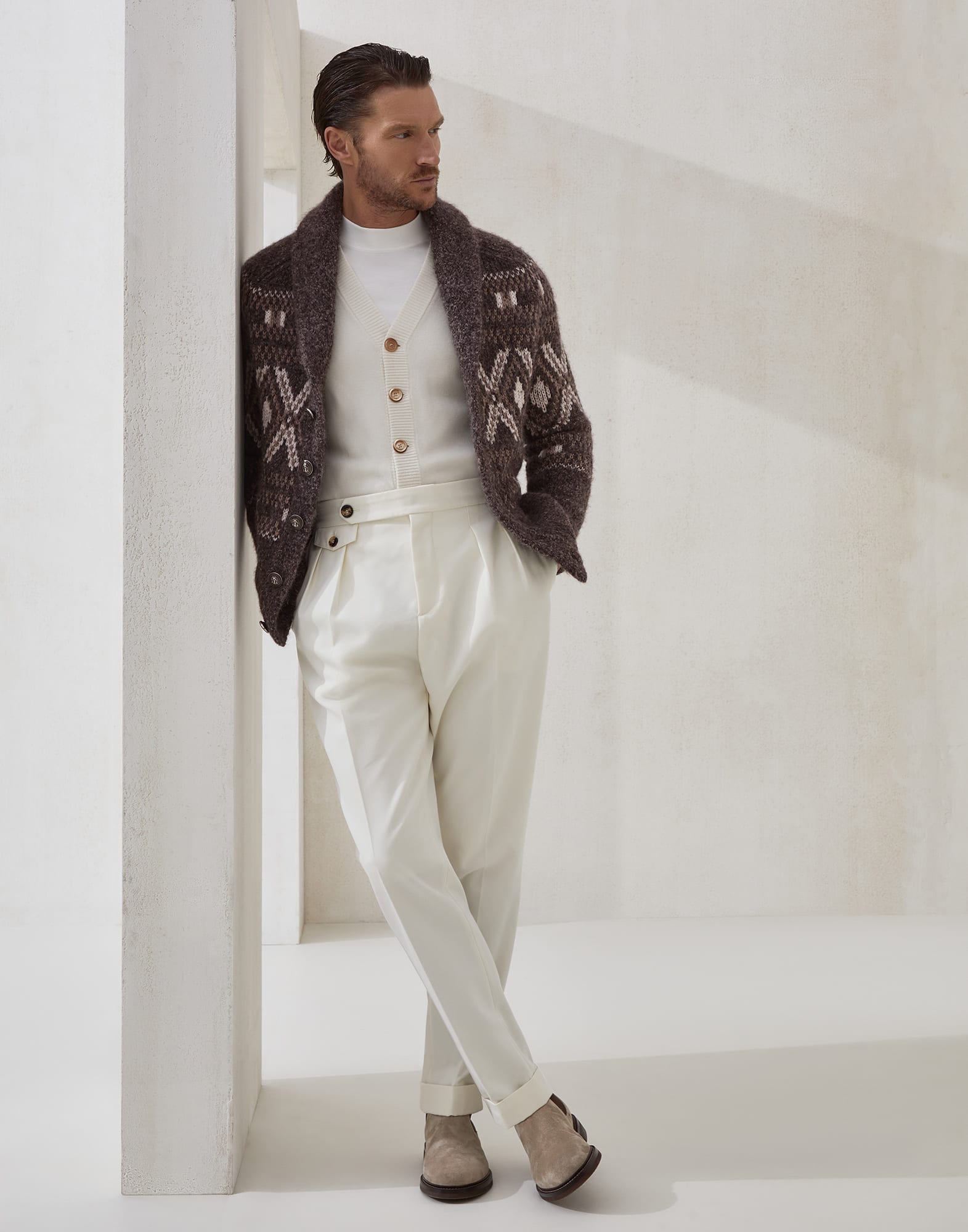 ボタンアップカーディガン - ルック全体 - 全画面表示