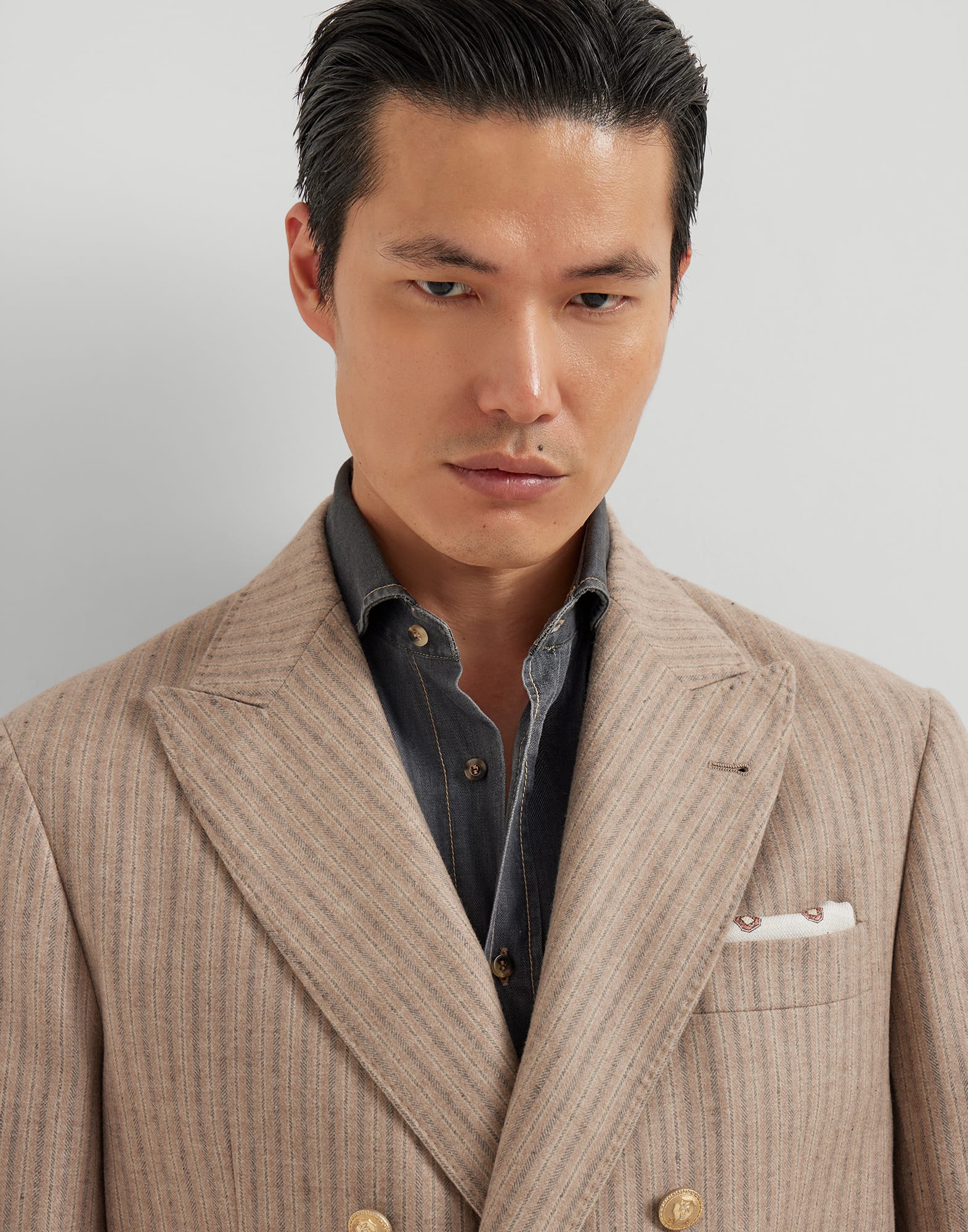 半双排扣夹克 - 细节视角 - 正面观看 - 全屏观看